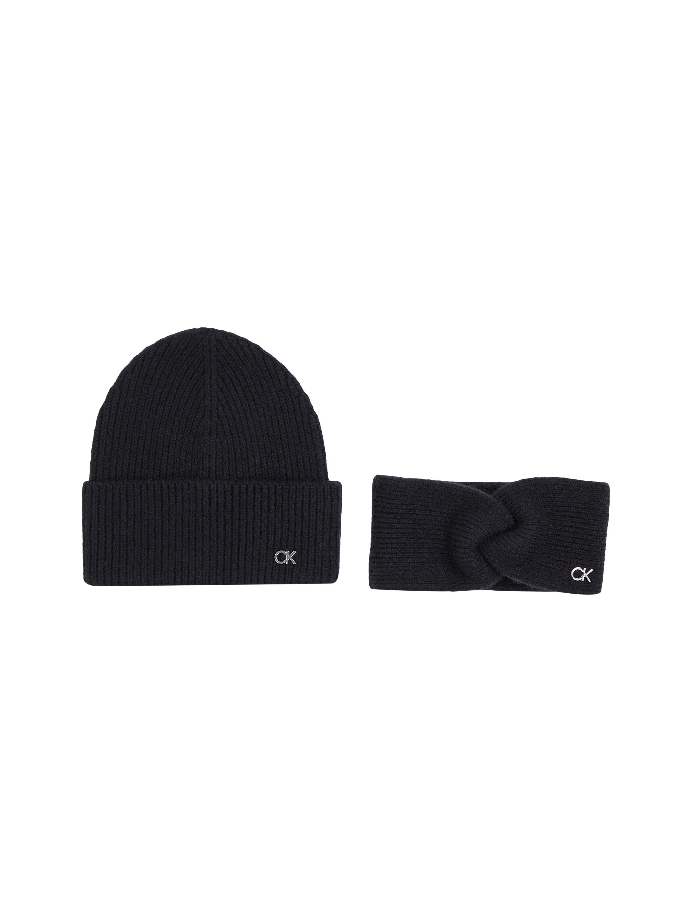 Calvin Klein Gebreide muts CK METAL BEANIE & HEADBAND
