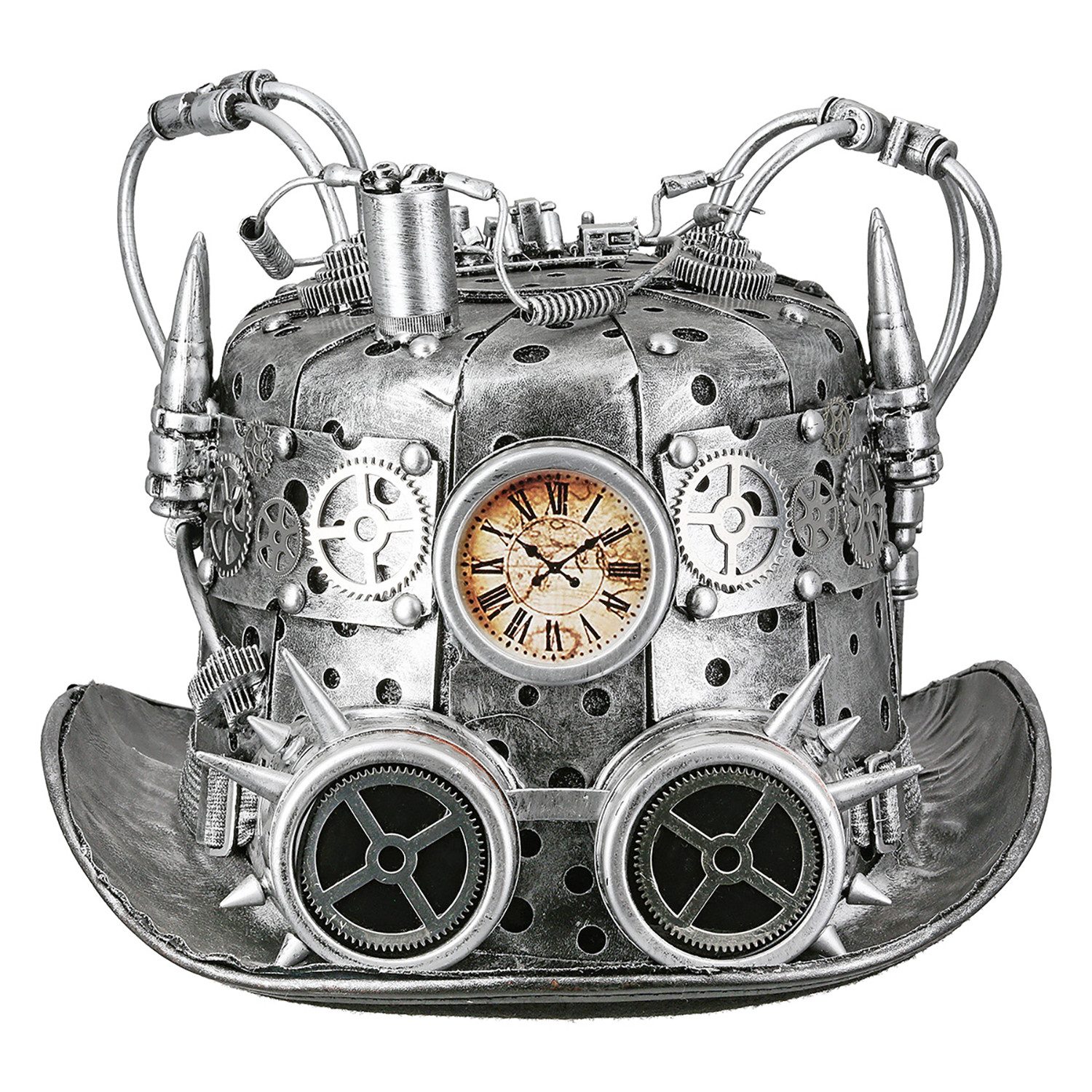 Casablanca by Gilde Decoratief object Hoed Steampunk, zilverkleurig (1 stuk)