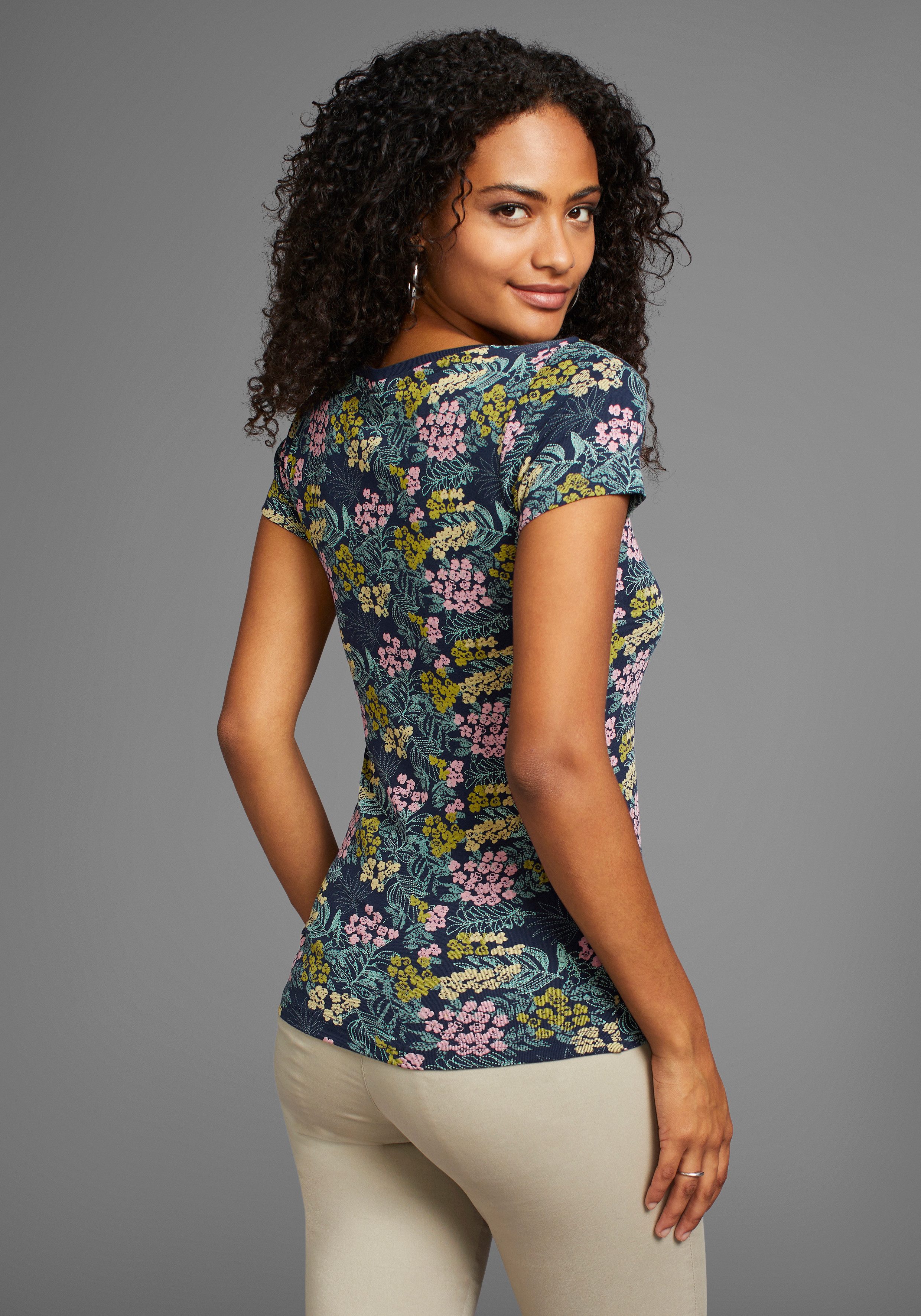 KangaROOS Shirt met korte mouwen met gebloemde print all-over
