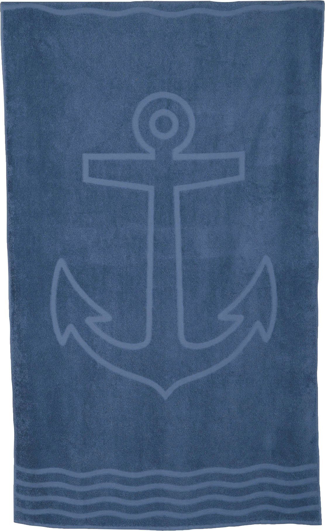 Wewo fashion Strandlaken Anker Badlaken, unikleurig, met motief, puur katoen (1 stuk) handdoeken maat 1x 100x180 cm blauw