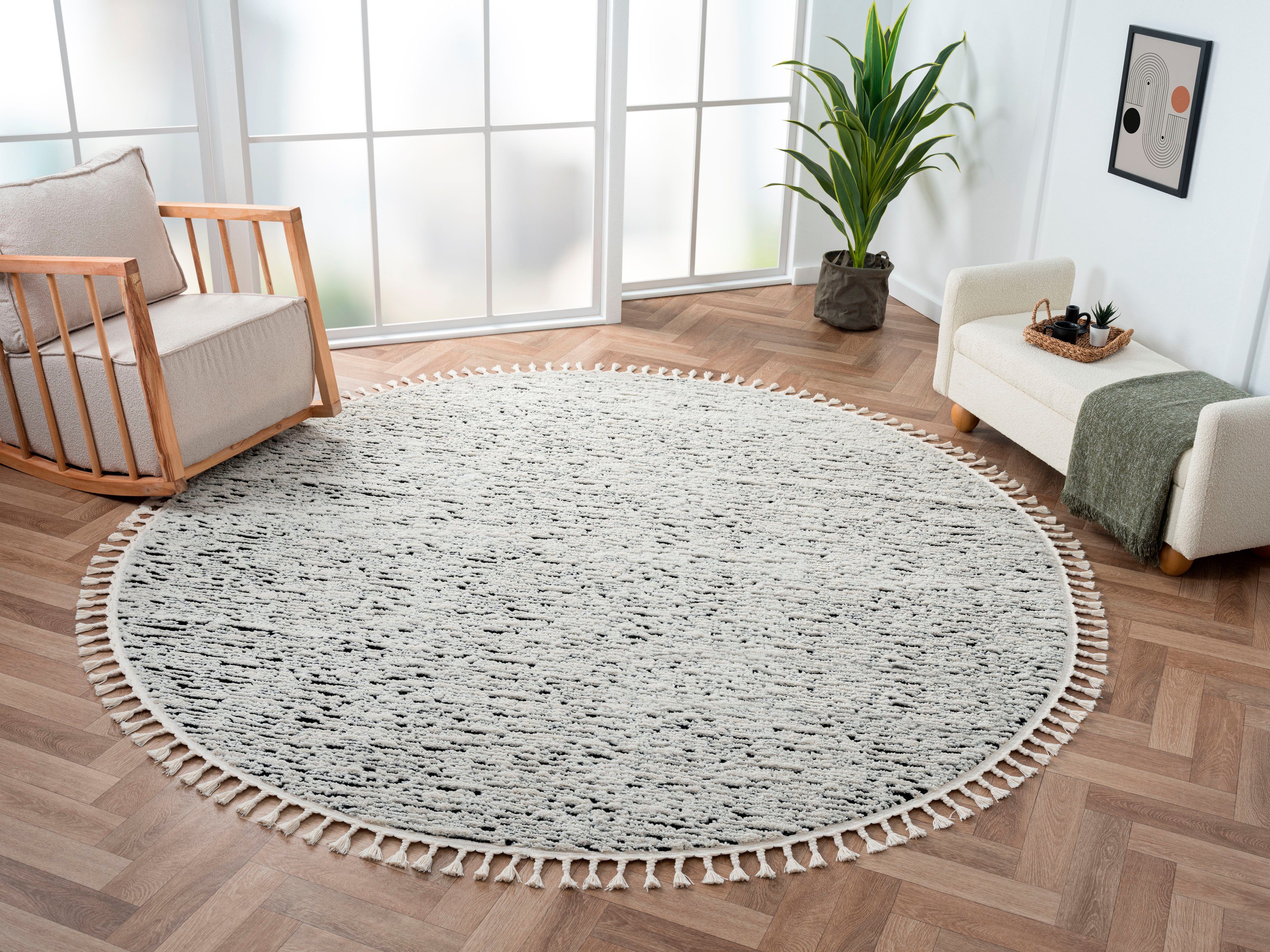 Myflair Möbel & Accessoires Hoogpolig vloerkleed Moroccan Rockface modern, marokkaans ontwerp, gemêleerd, fluffy zacht, met franjes moderne