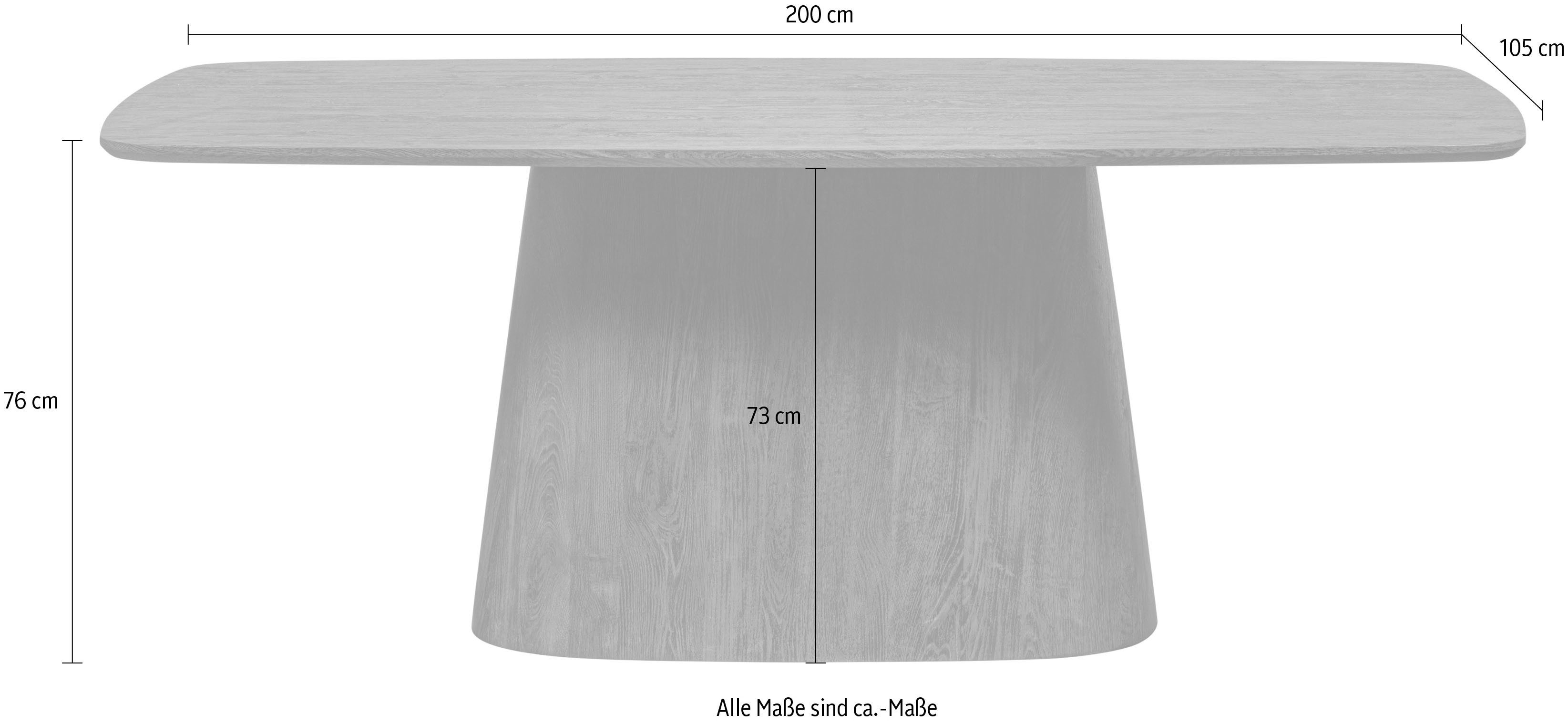 WOOOD Eettafel Leah rechthoekige vorm, belastbaar tot 150 kg, h 76 cm x b 200 cm