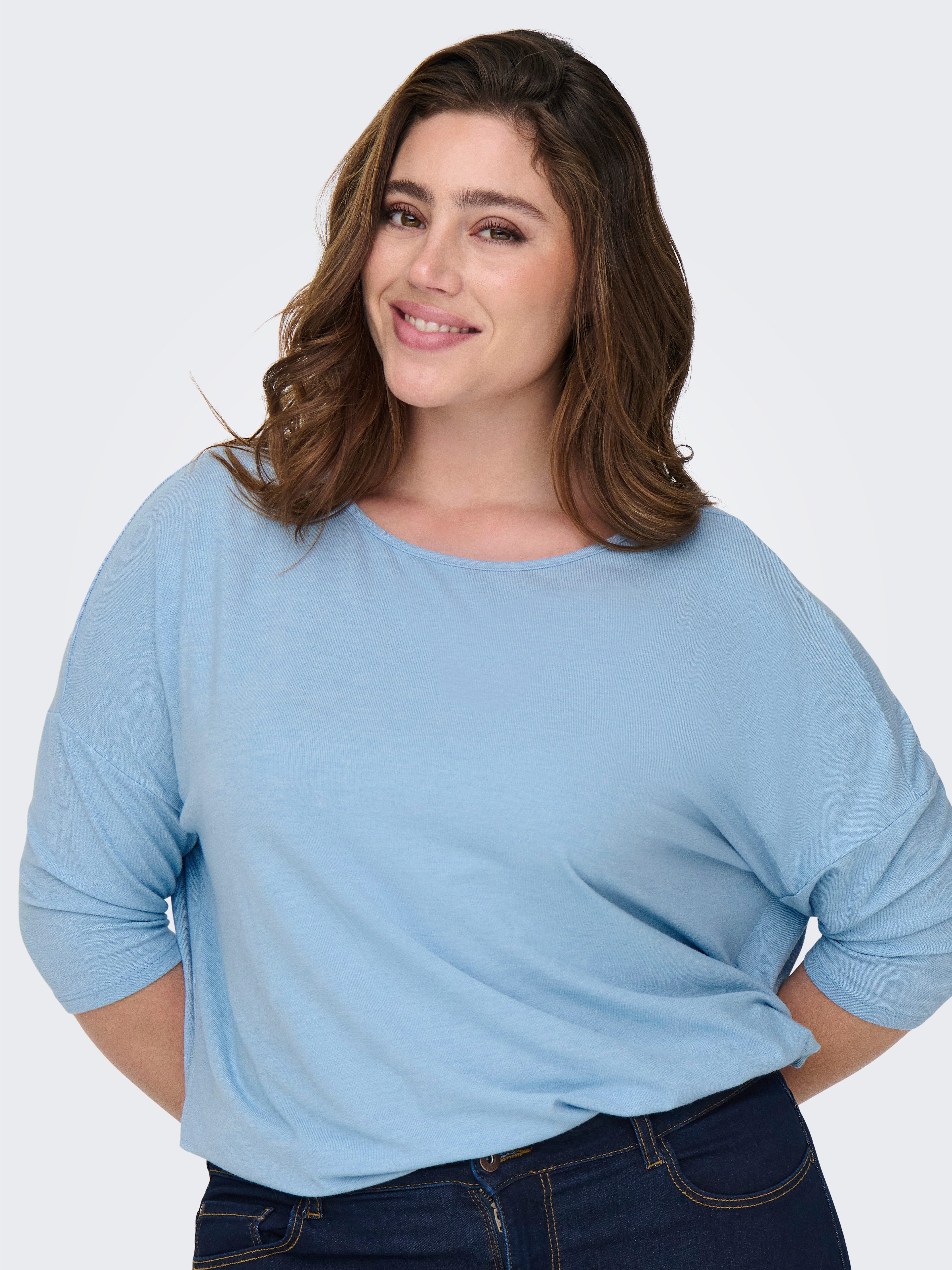 ONLY CARMAKOMA Shirt met 3/4-mouwen CARLAMOUR 3/4 TOP JRS NOOS