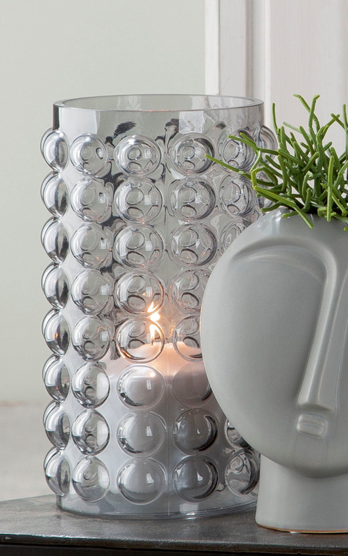 Casablanca by Gilde Tafelvaas Smoky, hoogte ca. 28 cm decoratieve vaas van glas, bloemenvaas (1 stuk)