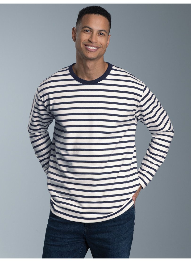 Trigema Sweatshirt TRIGEMA sweatshirt met streepjespatroon heren sweaters maat XXL beige