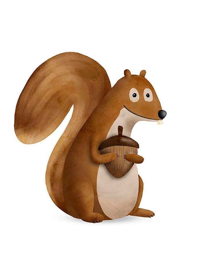 Komar Wanddecoratie Cute animal Squirrel Wanddecoratie - zonder lijst (1 stuk)