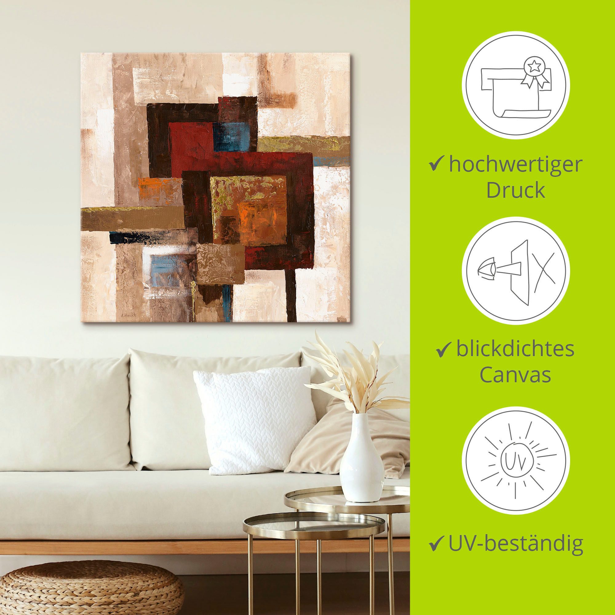 Artland Artprint Ruiten abstract II als artprint op linnen, poster in verschillende formaten maten