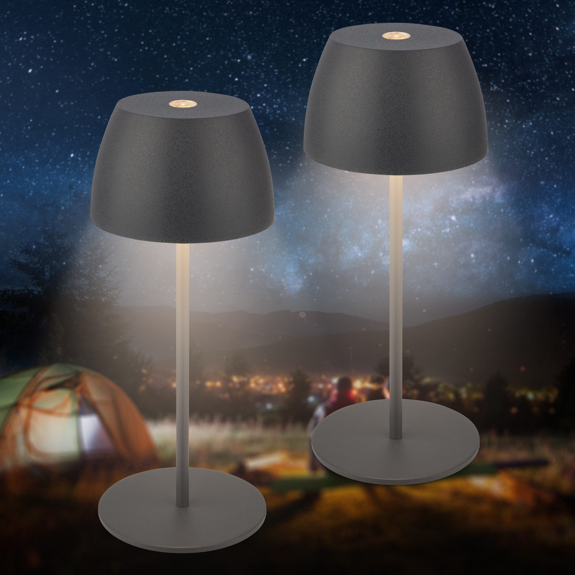 Briloner Leuchten Tafellamp 2-pack LED tafellamp draadloos, wit 2-delige set tafellamp draadloos 20x8cm beige 2,5w