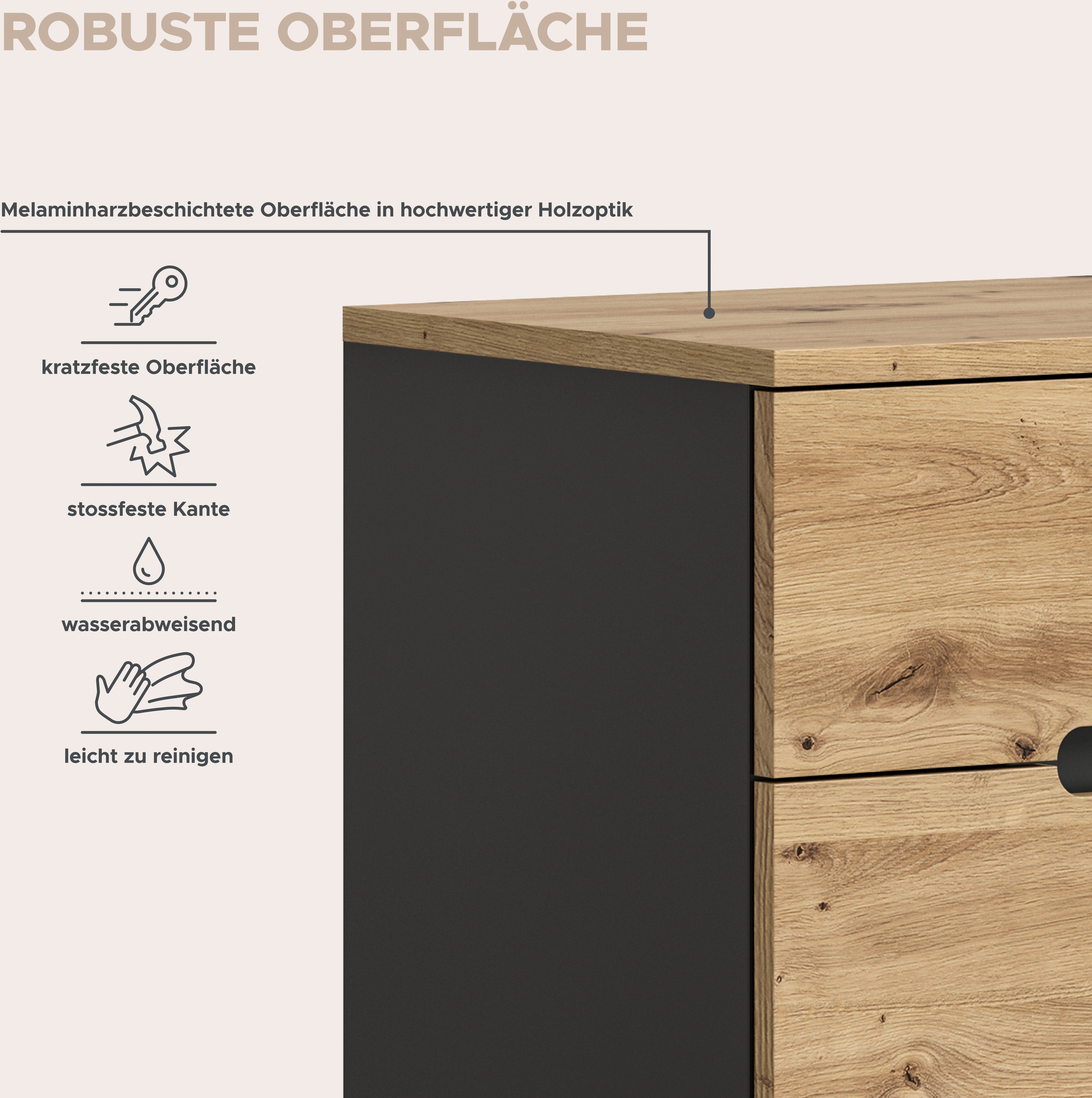 INOSIGN Halmeubelset Garderobecombinatie Rehat, breedte 80 cm,in basalt grijs/Artisan eiken (2-delig)
