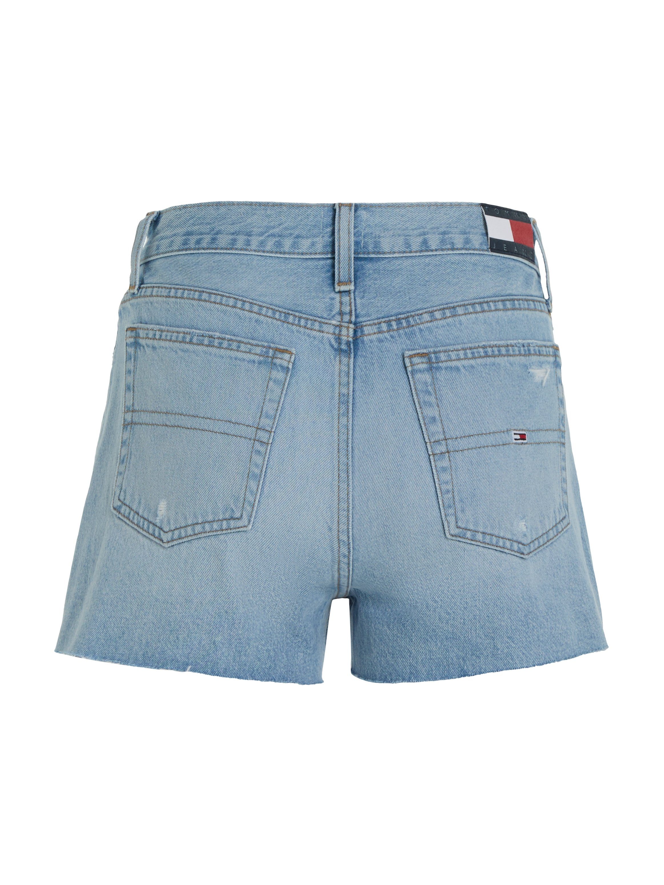 TOMMY JEANS Short HOT PANT BH0015 met heavy destroyed effecten aan de zoom