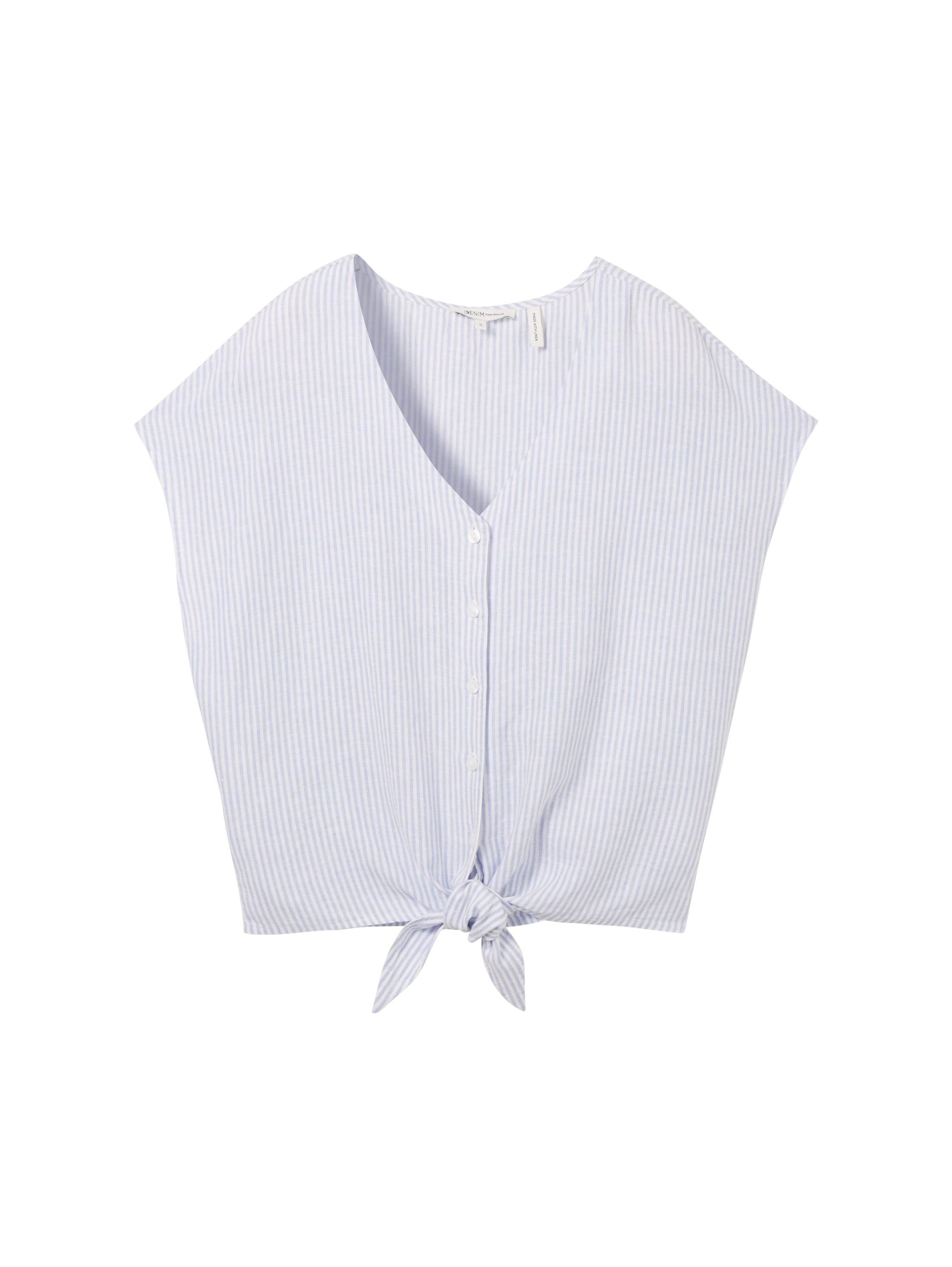 Tom Tailor Denim Blouse met korte mouwen met knoopdetail
