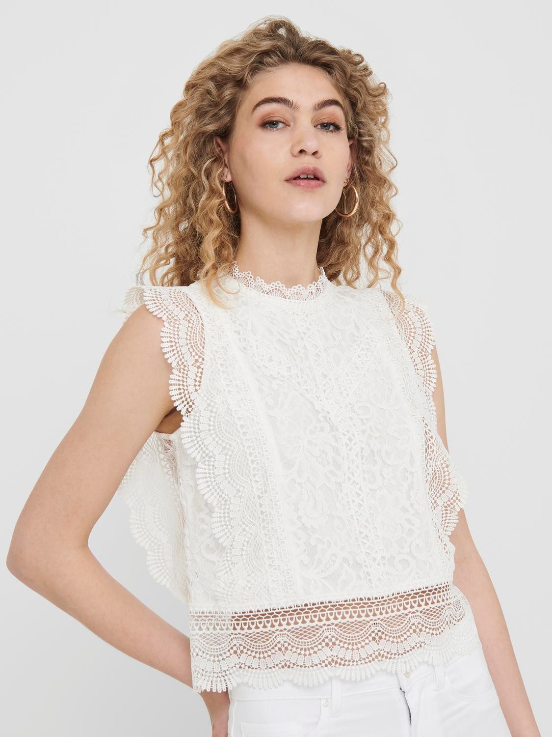 Only Kanten shirt ONLKARO S/L LACE TOP NOOS WVN