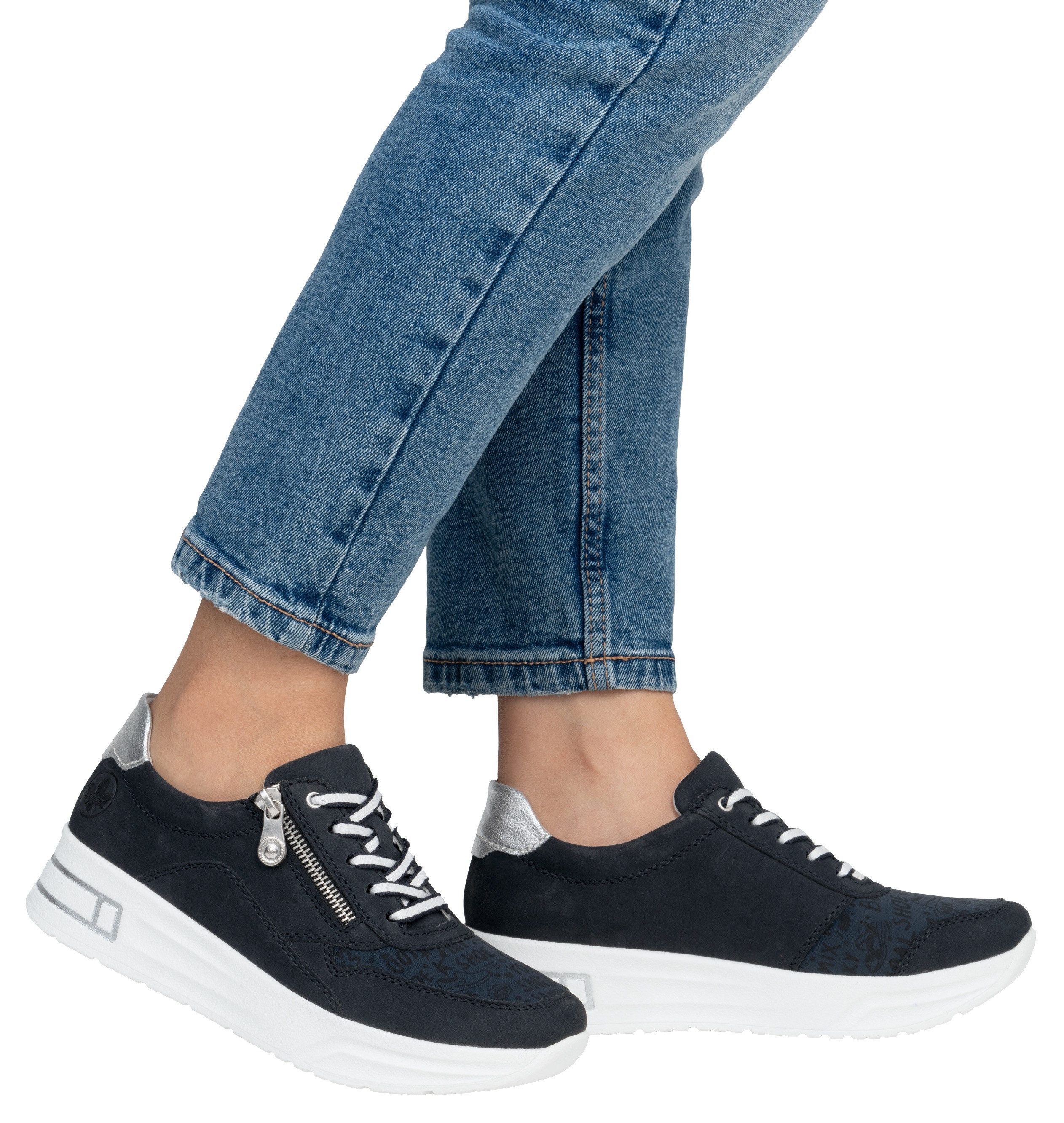 Rieker Plateausneakers , veterschoenen, lage schoen, vrijetijdsschoen met zachte inlegzool