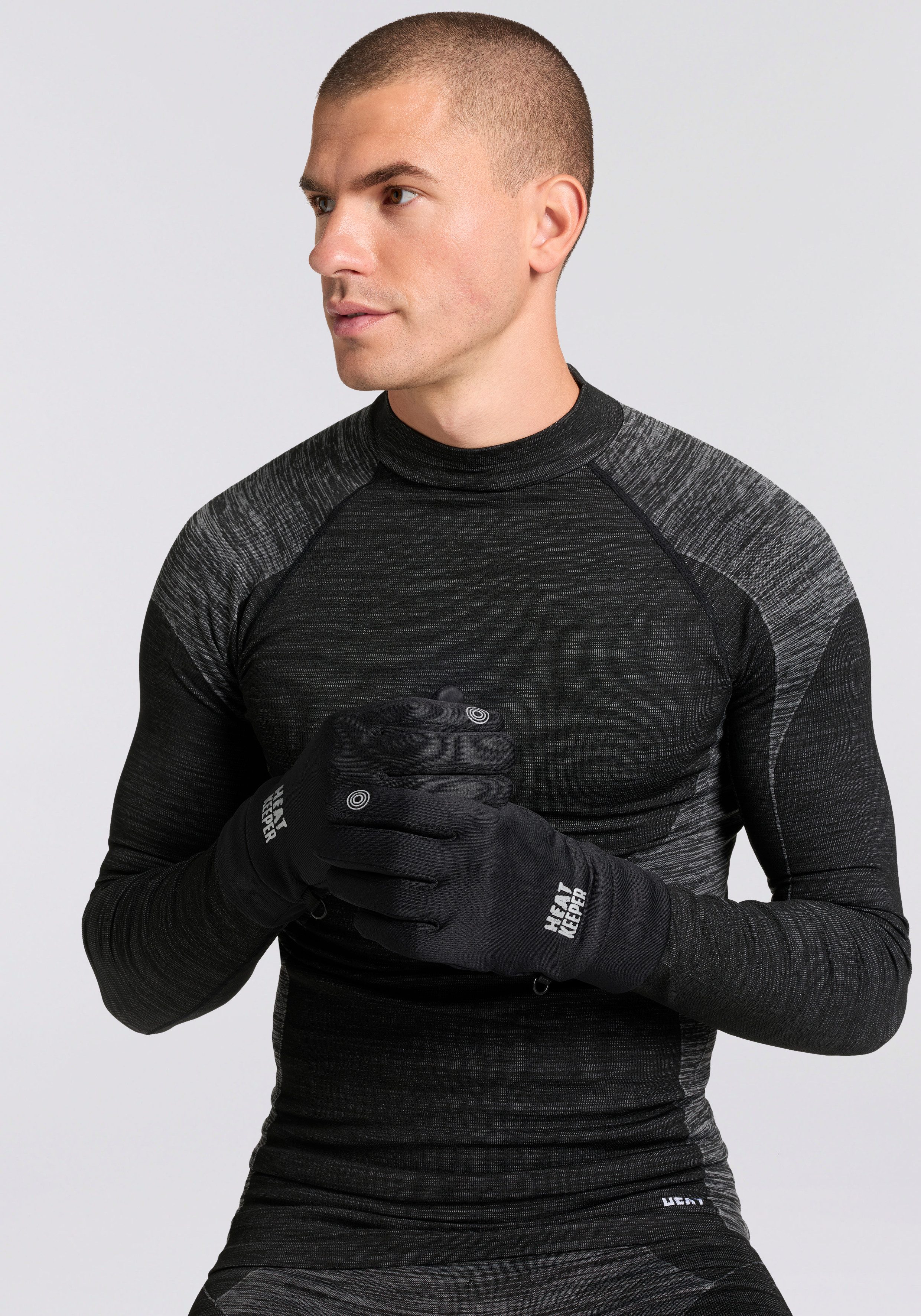 HEAT keeper Fleece-handschoenen met siliconen afwerking op de handpalm en i-touch profielen op de duim