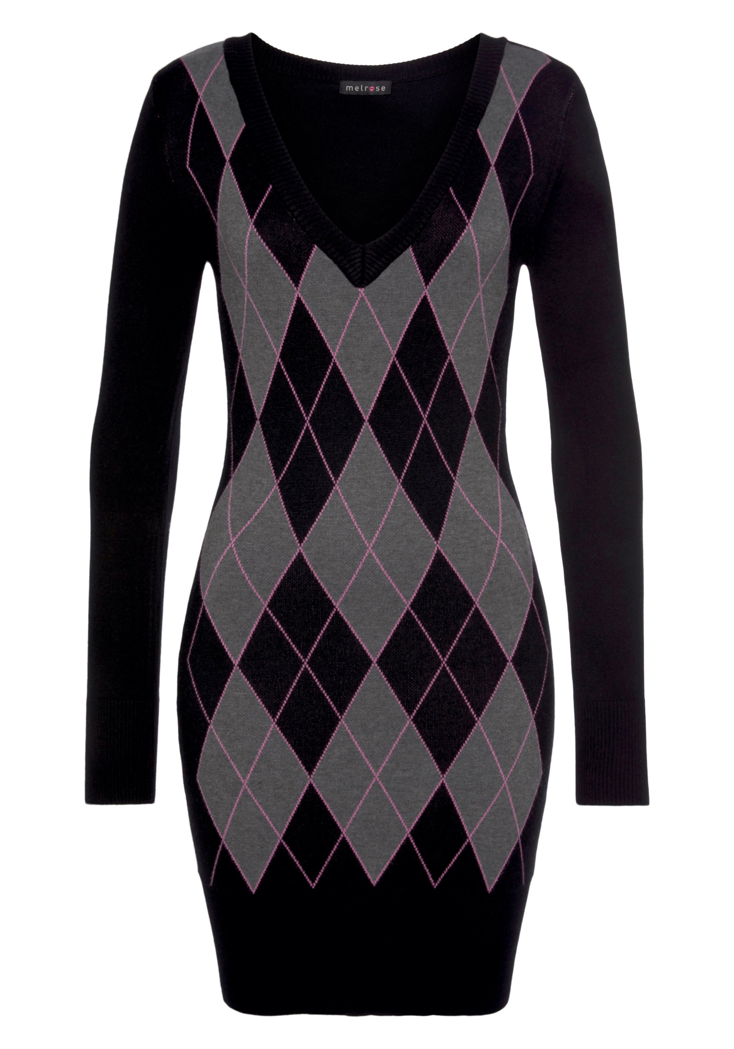 Melrose Gebreide jurk Mini-lengte, elegante look, van katoenmix, lange mouwen
