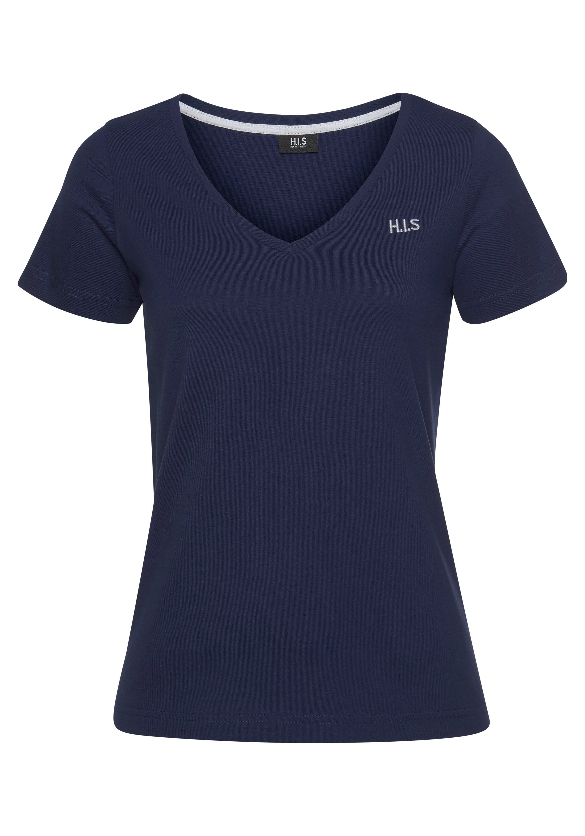 H.I.S T-shirt Essential basics heup-lange pasvorm, figuuraccentuerende snit, van 100% katoen (Set van 3)