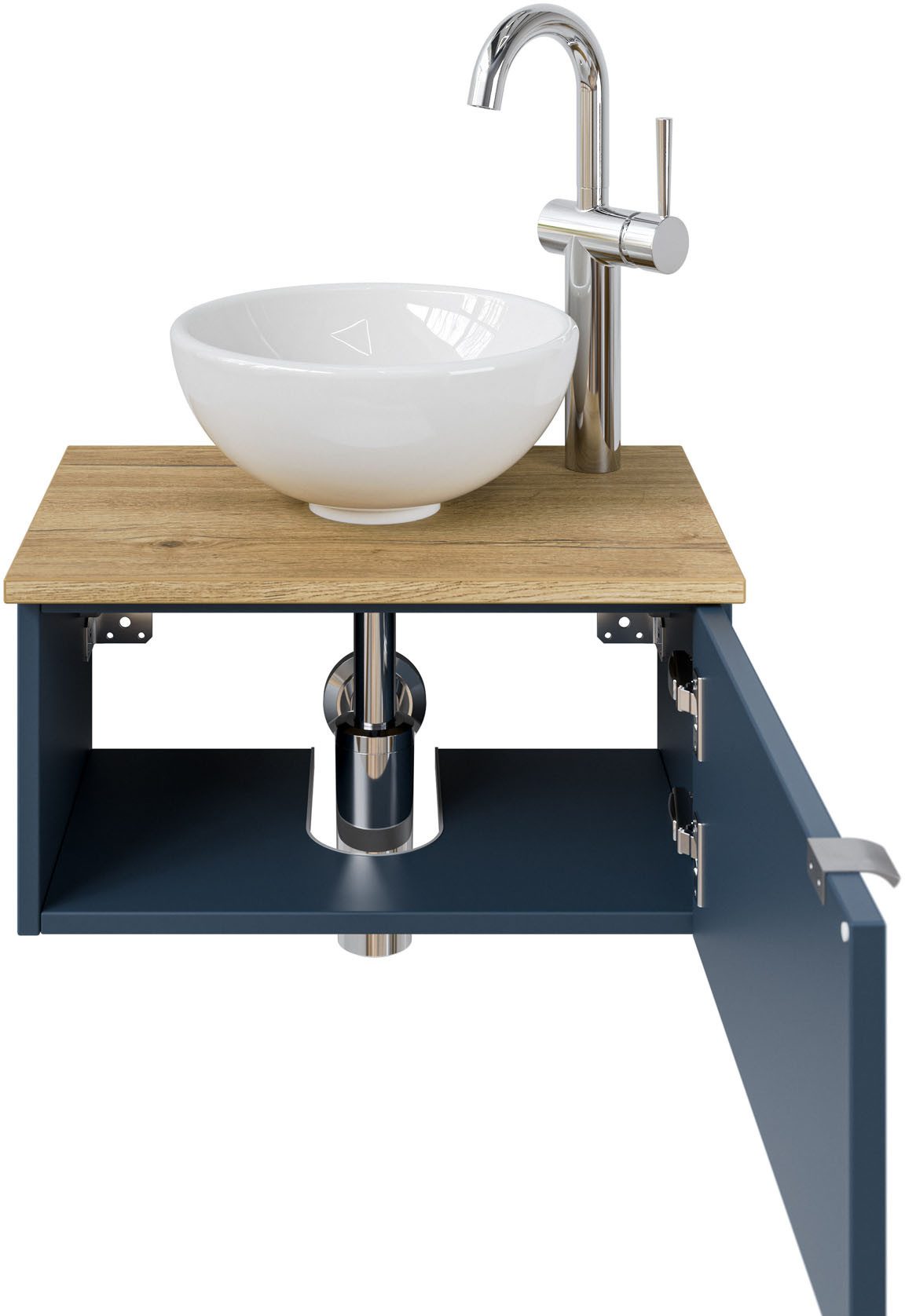 Saphir Wastafelonderkast Serie 6915 wastafel met onderkast voor gastenbadkamer, tweede toilet (3-delig)