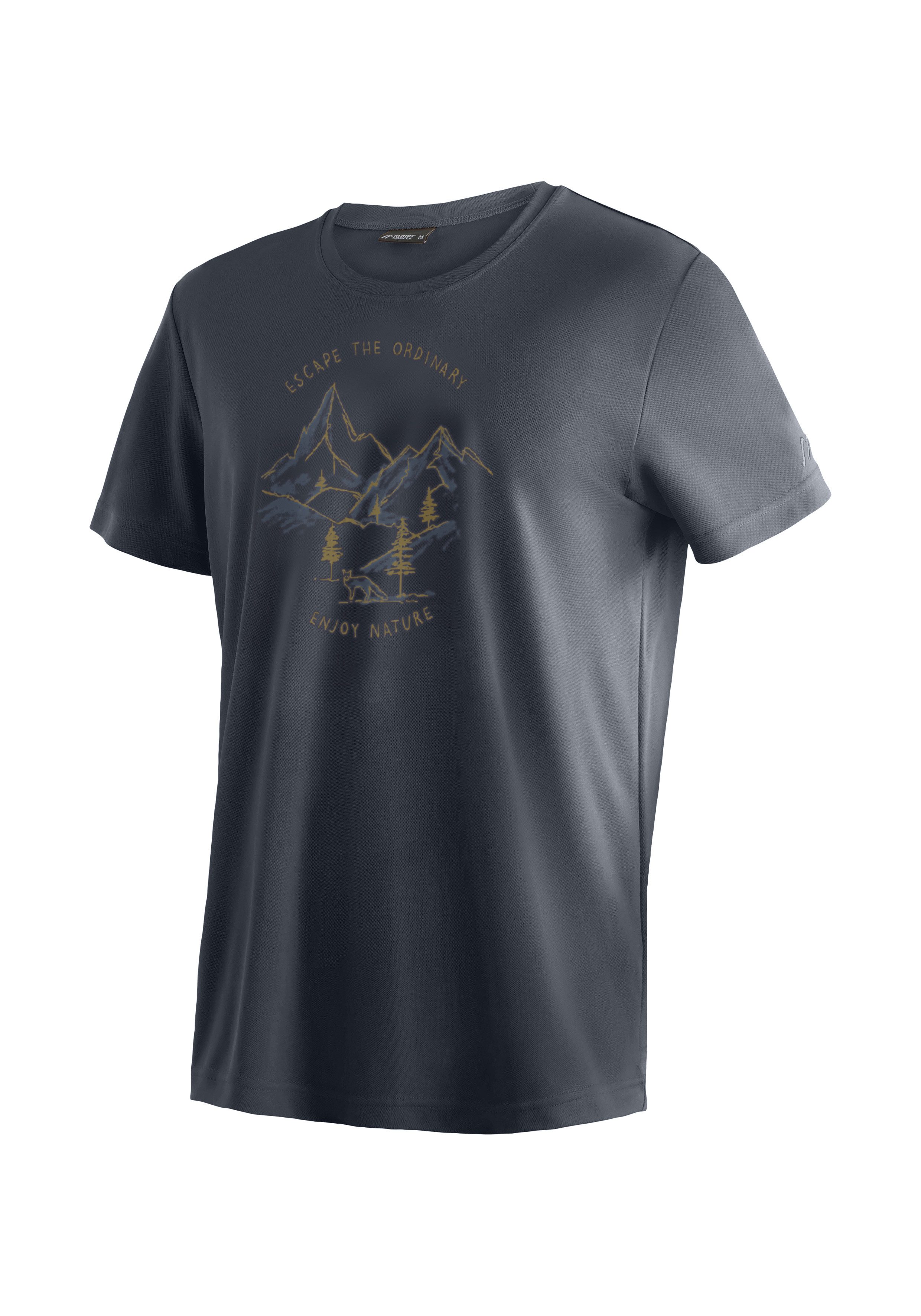 Maier Sports T-shirt Dieter print Heren functioneel shirt, vrijetijdsshirt met print, regular fit heren t-shirts maat M grijs