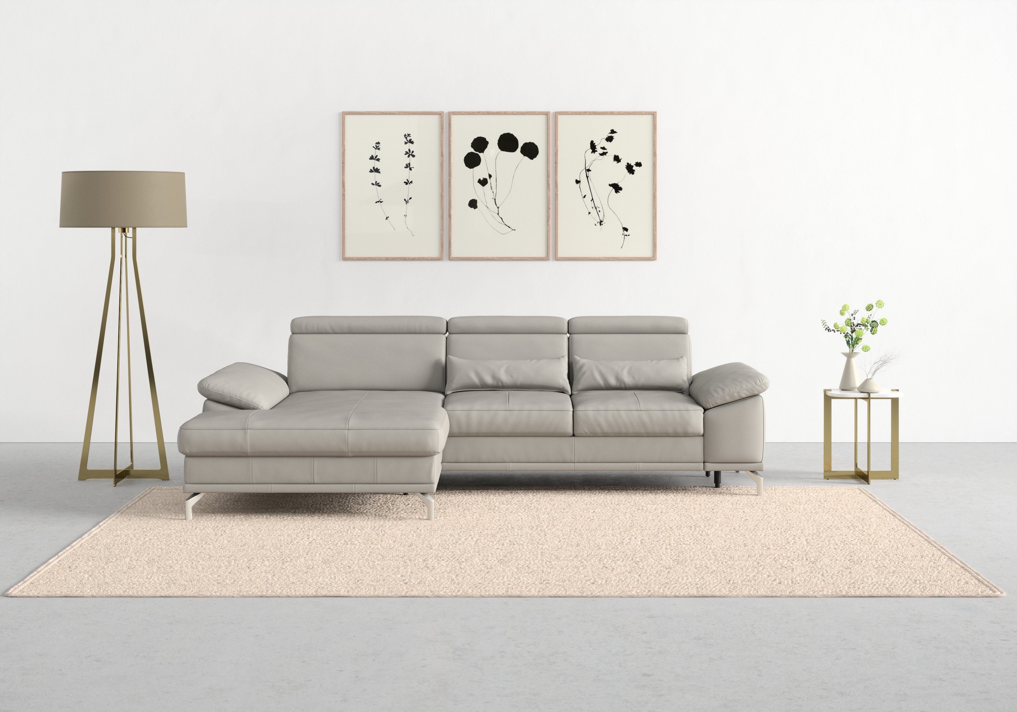 sit&more Hoekbank Cabrio L-vorm, met zitdiepteverstelling, arm- en hoofdsteunverstelling
