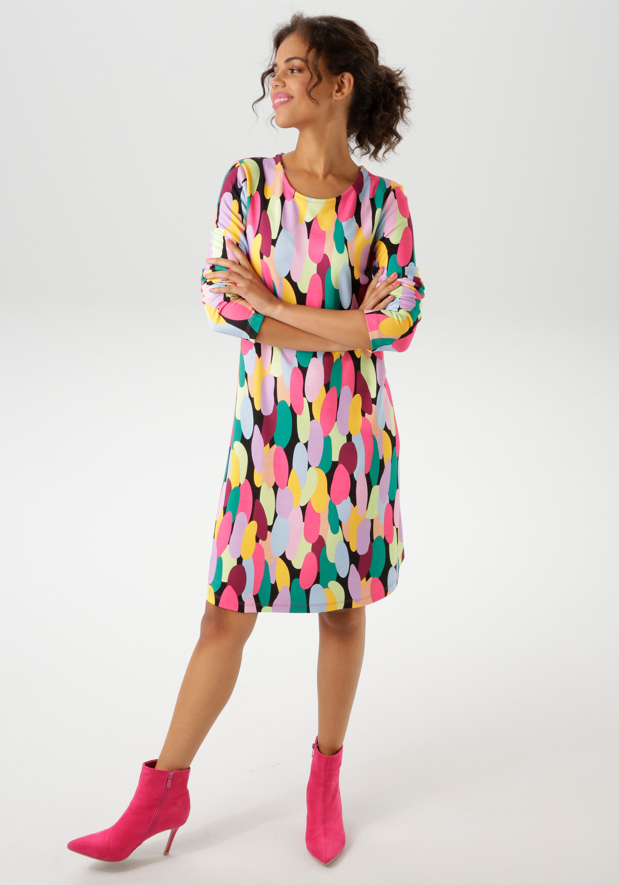 Aniston CASUAL Jerseyjurk met kleurrijke, grafische print - nieuwe collectie