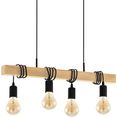 eglo hanglamp townshend zwart, bruin - l70 x h110 x b10,5 cm - excl. 4 x e27 (elk max. 60 w) - plafondlamp - vintage - retro - design - lamp - hanglamp - hanglamp - eettafellamp - eettafel - lamp voor de woonkamer - houten lamp bruin