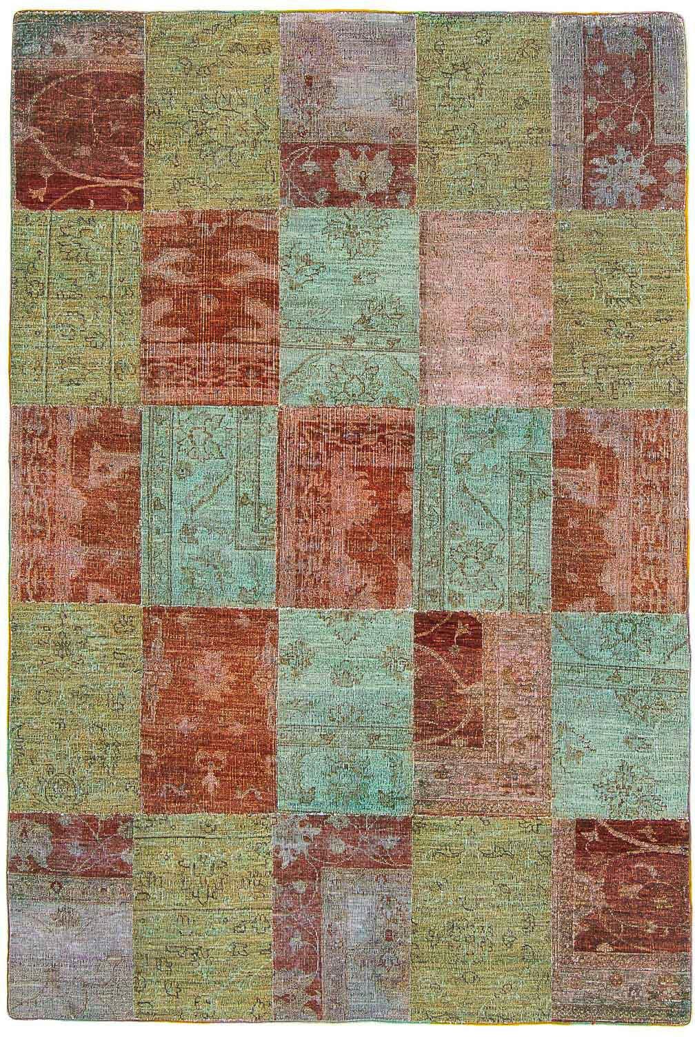 morgenland Wollen kleed Patchwork patchwork 242 x 148 cm Handgeknoopt