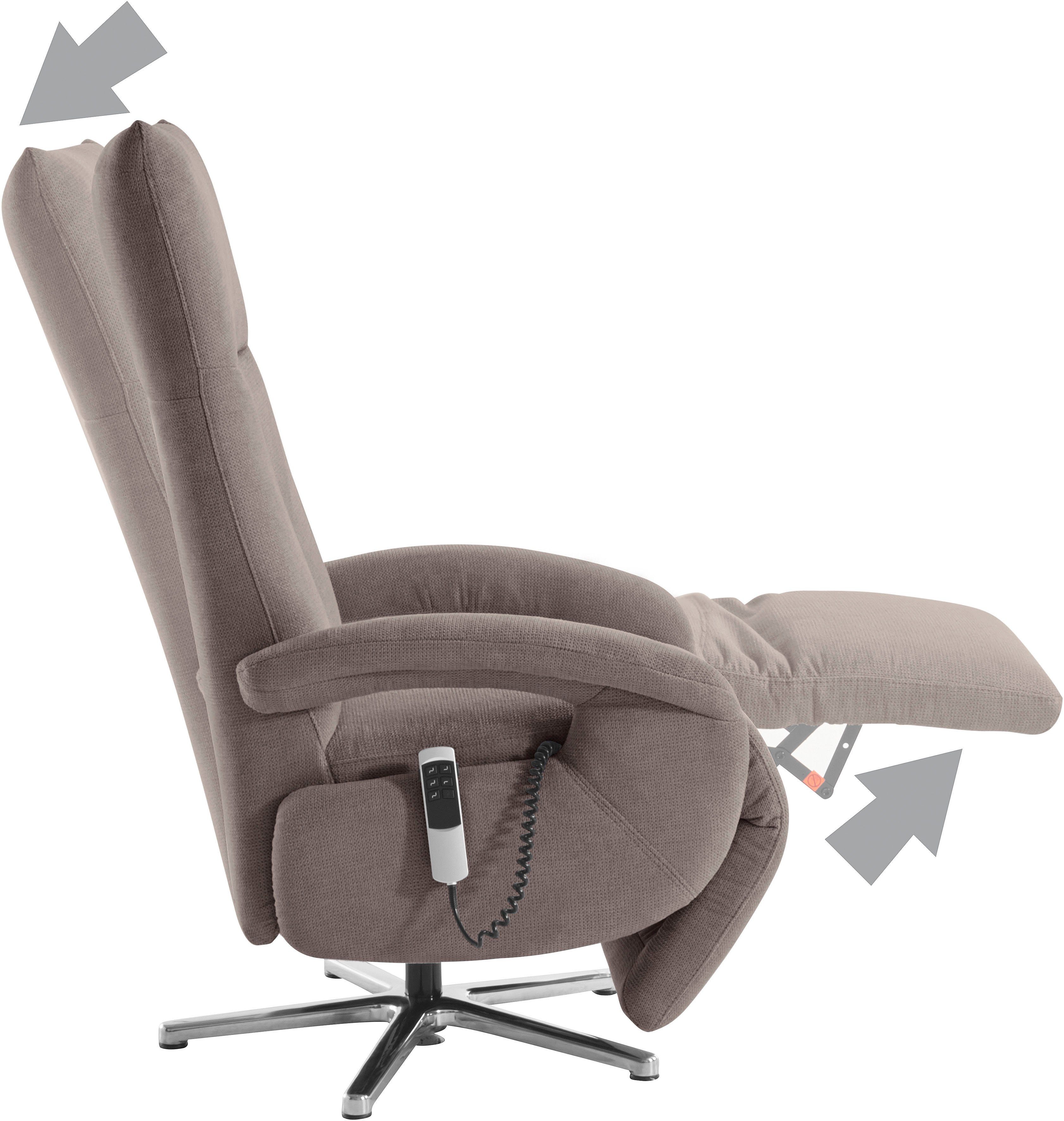 sit&more Relaxfauteuil Tycoon met verstelbare hoofdsteun en 360° draaifunctie keuze tussen handmatige of elektrische functie, ook met accu (draadloos)