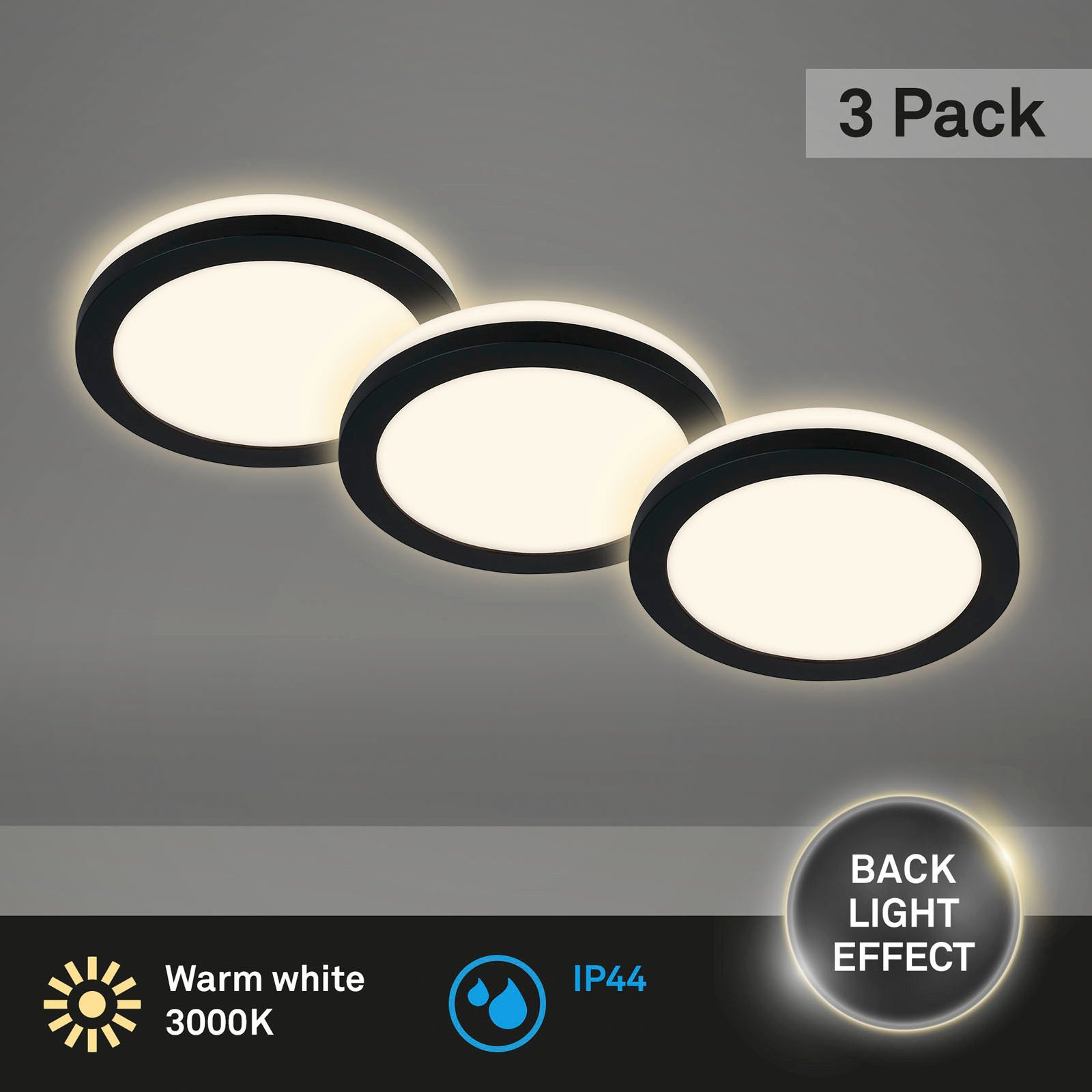 Briloner Leuchten Ledinbouwlamp LED-inbouwspots, set van 3, zwart, 3xLED-printplaat/3W