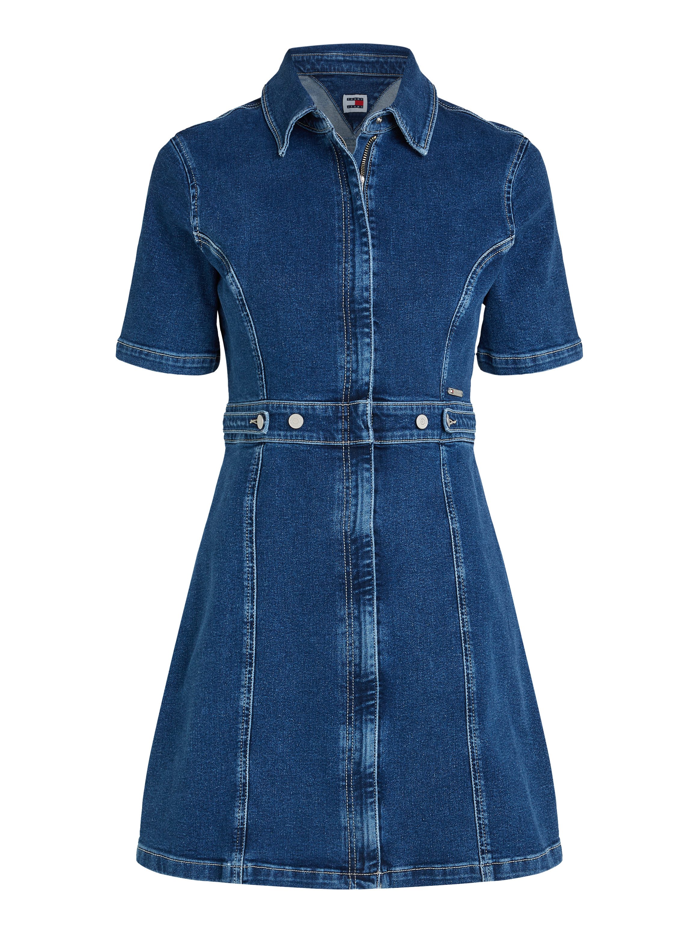 TOMMY JEANS Blousejurk FLARED SS DRESS CH4253 in modieuze flared vorm