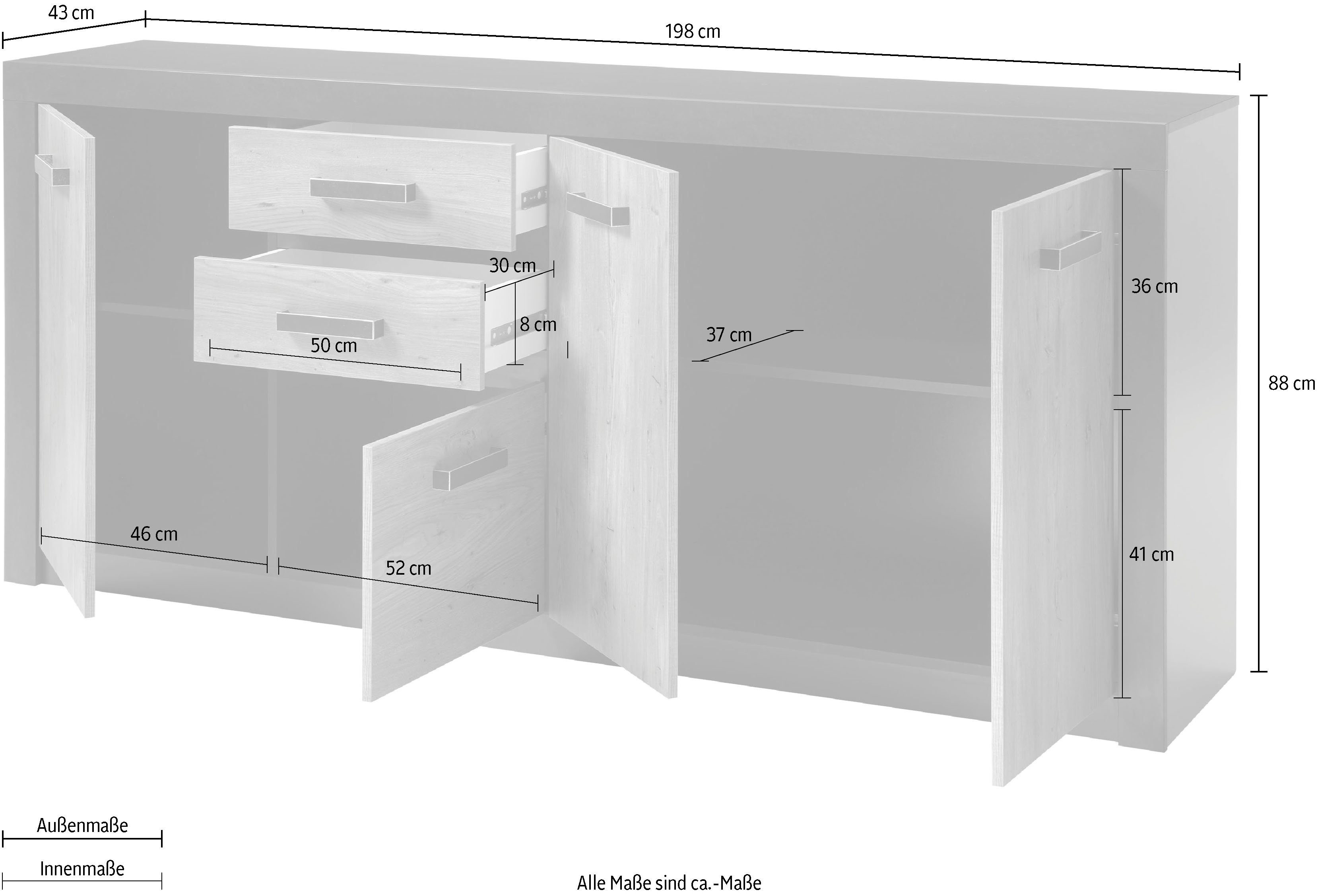 INOSIGN Dressoir BRÜGGE Breedte ca. 198 cm