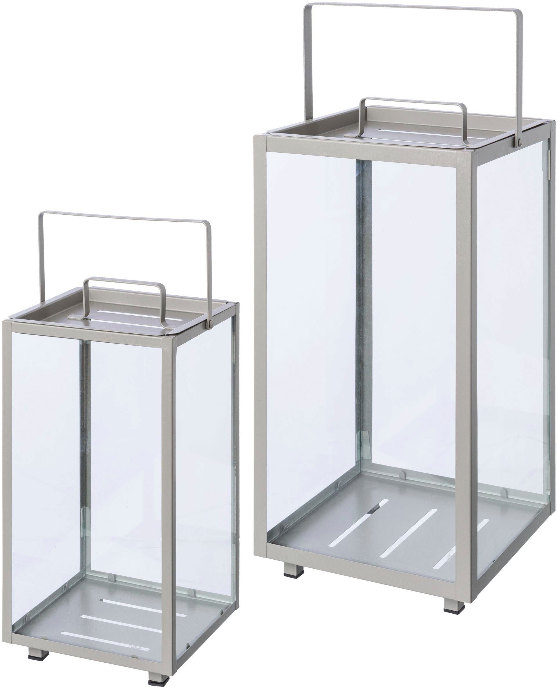 my home Lantaarn met kaars Anela, stomp kaarsenhouder Kaarsenhouder van metaal en glas (set, 2 stuks)