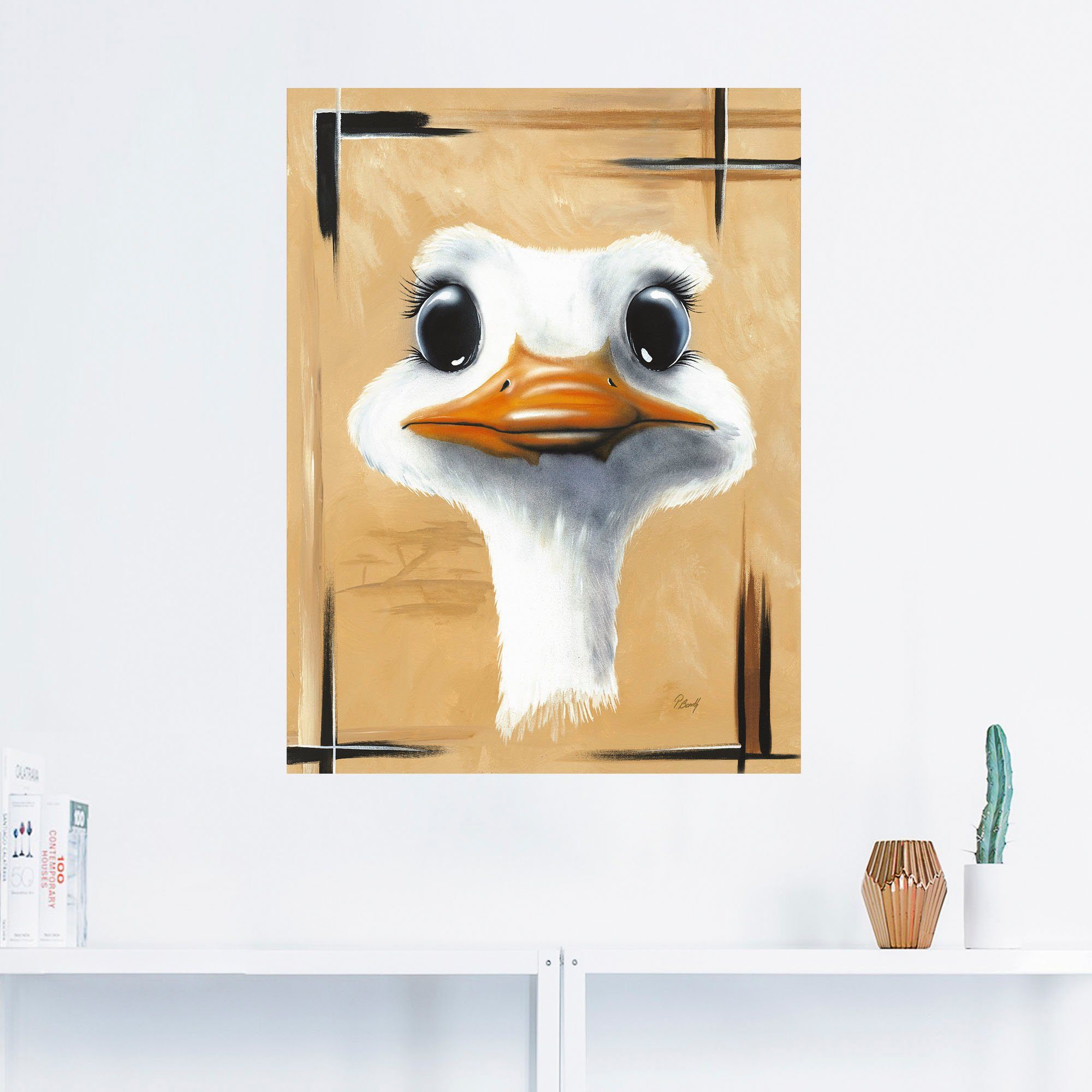Artland Artprint Vrolijke struisvogel als poster, muursticker in verschillende maten