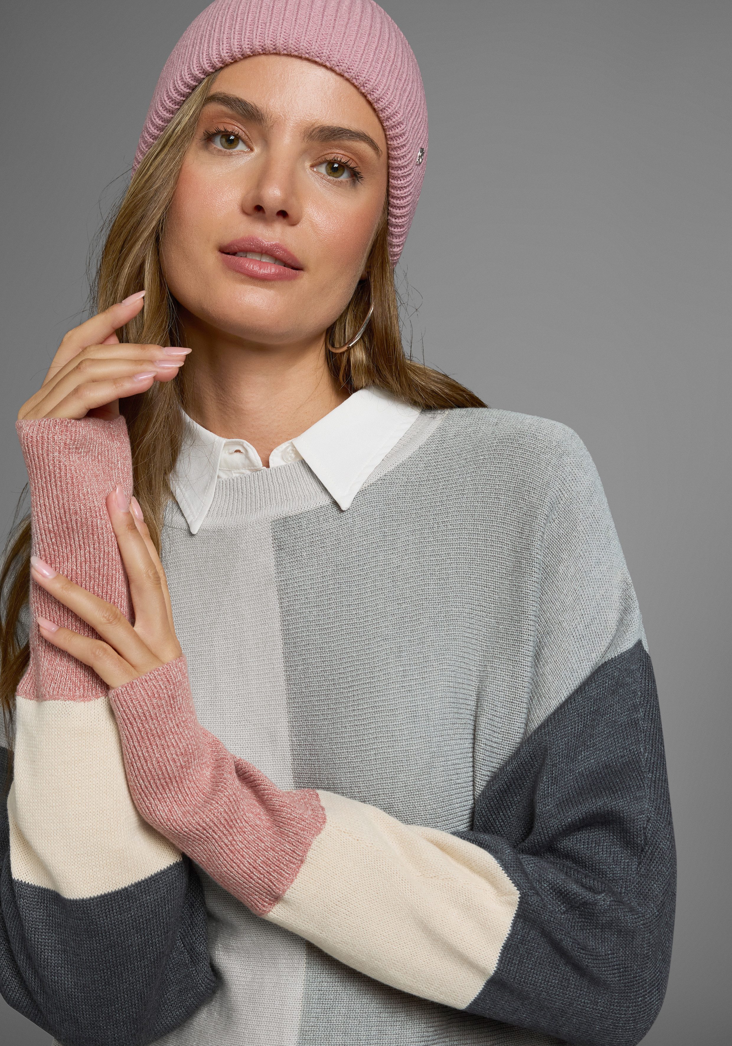 Boysen's Trui met ronde hals met modieuze pastel-colourblocking nieuwe kleur