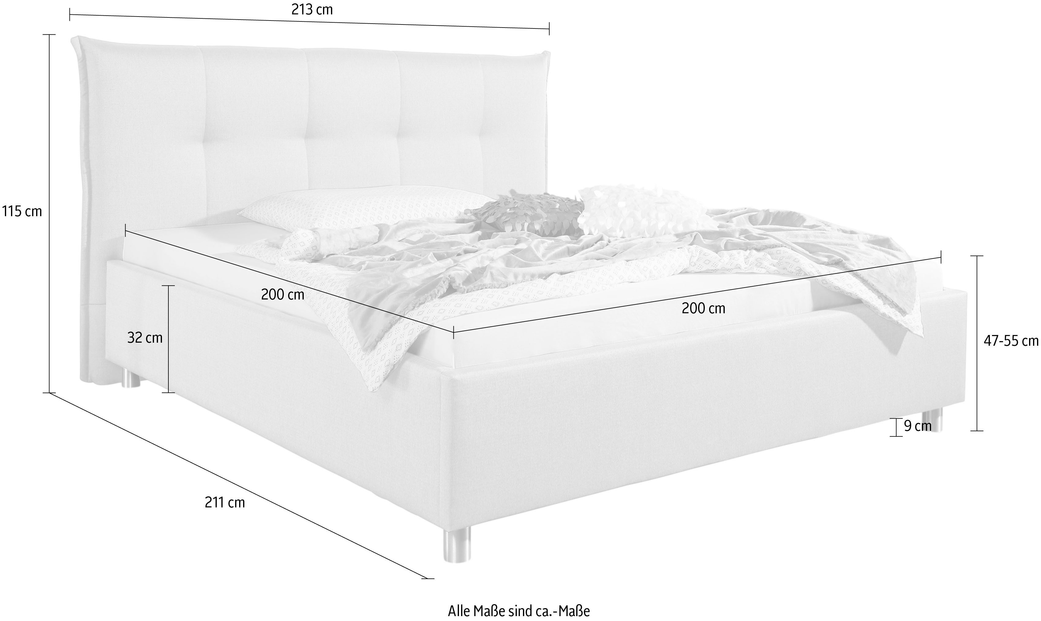 Maintal Gestoffeerd bed Portneuf Zijkanten van het bed zelf te monteren, zonder bedkist