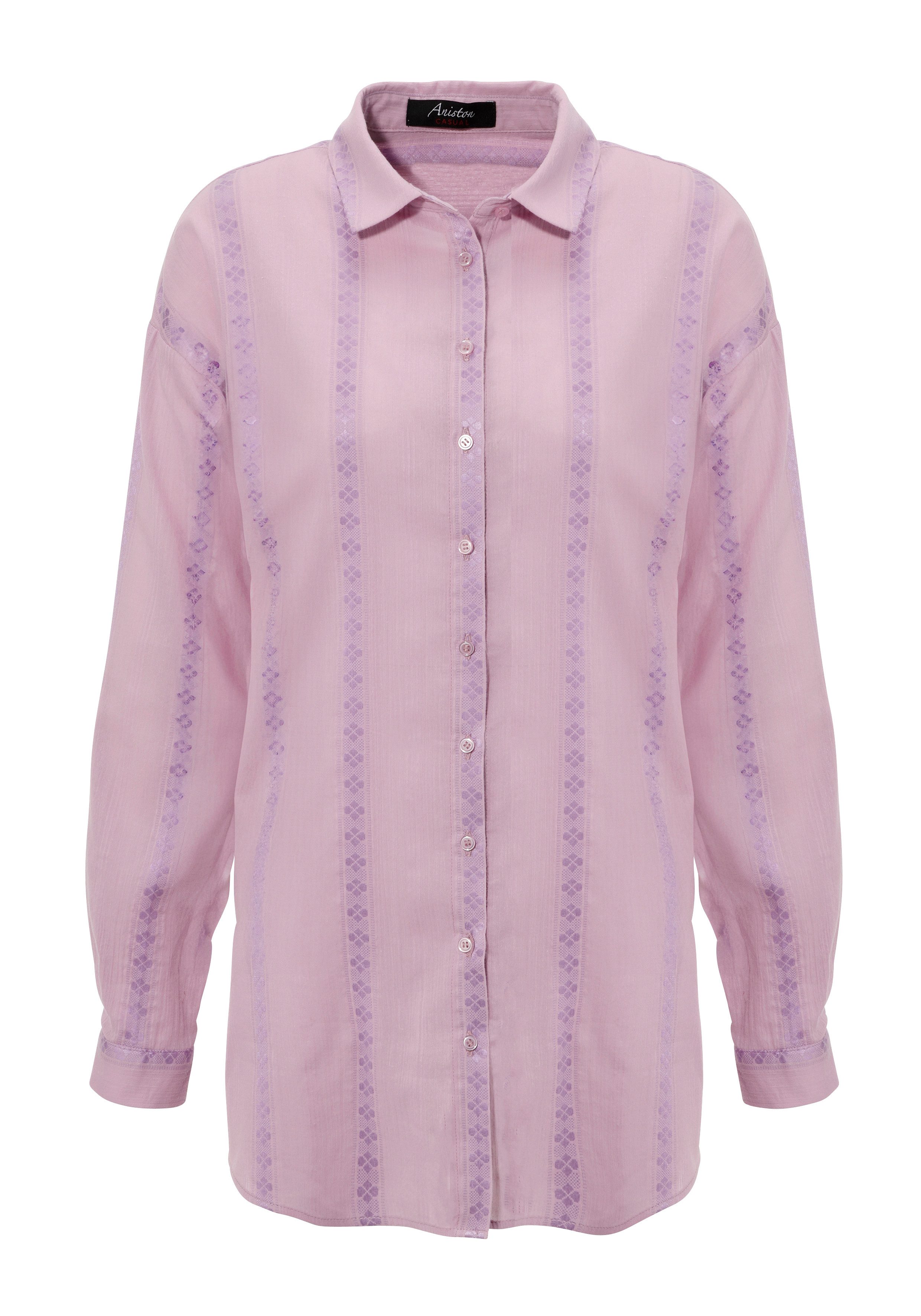 Aniston CASUAL Overhemdblouse van trendy mousseline stof met ingeweven patroon - nieuwe collectie