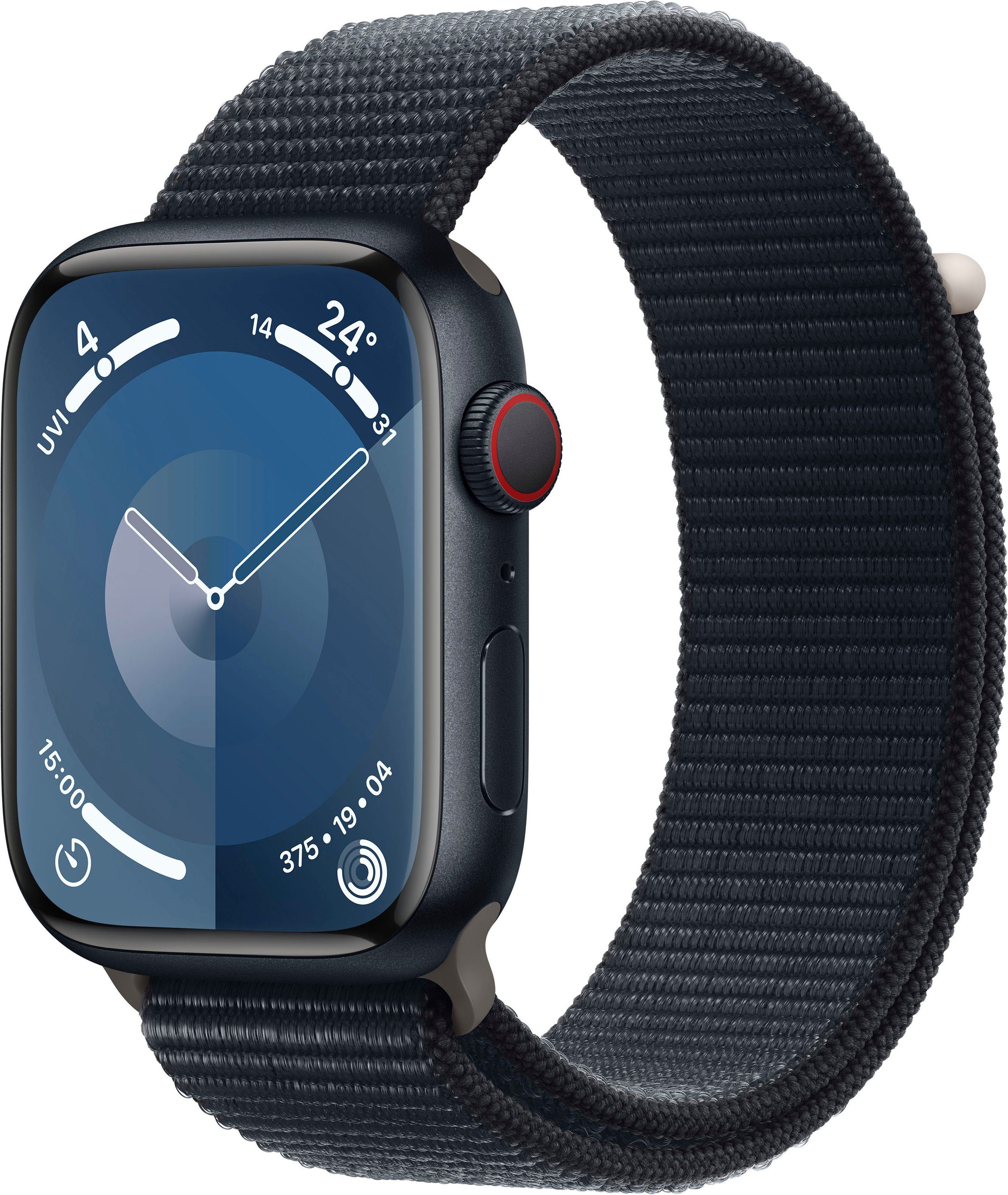 apple smartwatch watch series 9 gps + cellular 45mm aluminium one-size zwart