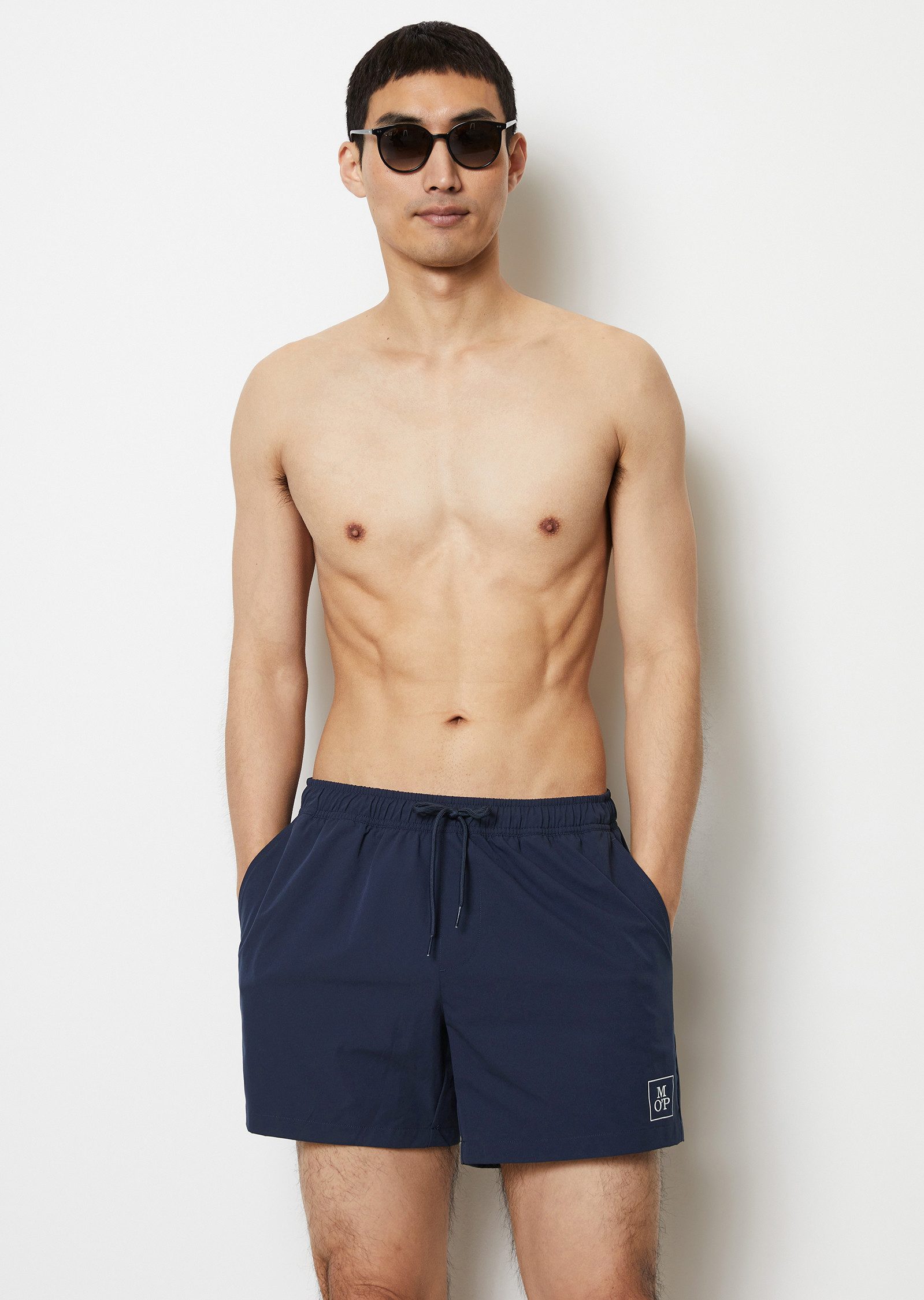 Marc O'Polo Zwemshort Essentials met stijlvolle logoprint heren zwembroeken maat L blauw