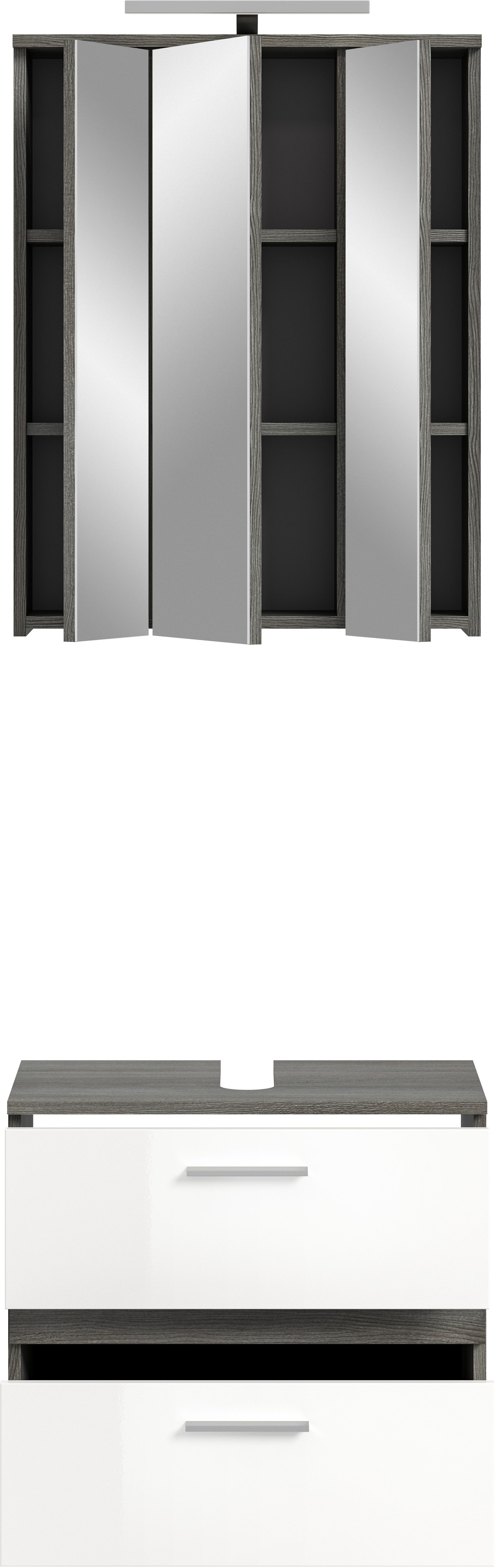 welltime Badmeubelset Lucca, bestaande uit: 1x wastafelonderkast & 1x spiegelkast (set, 2 stuks)