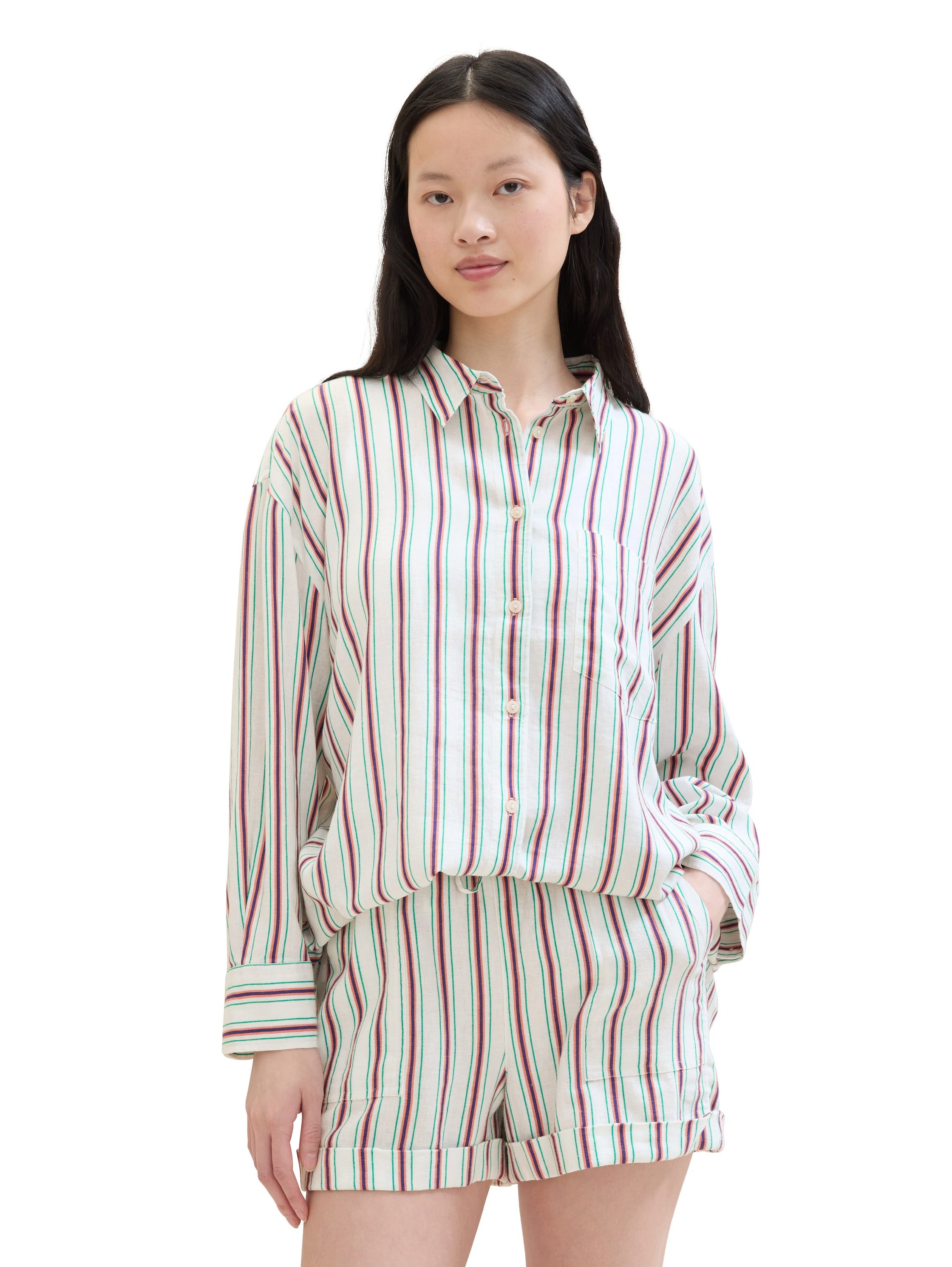 Tom Tailor Denim Lange blouse met gestreept patroon