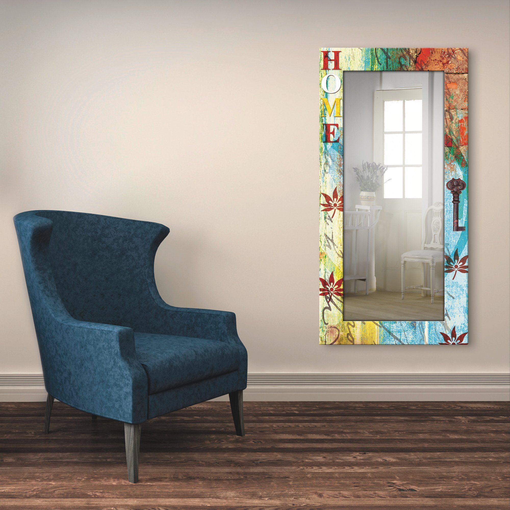 Artland Wandspiegel Kleurrijk ingelijste spiegel voor hele lichaam met motiefrand, geschikt voor kleine, smalle hal, halspiegel, mirror spiegel omrand om te hangen bestellen bij | OTTO