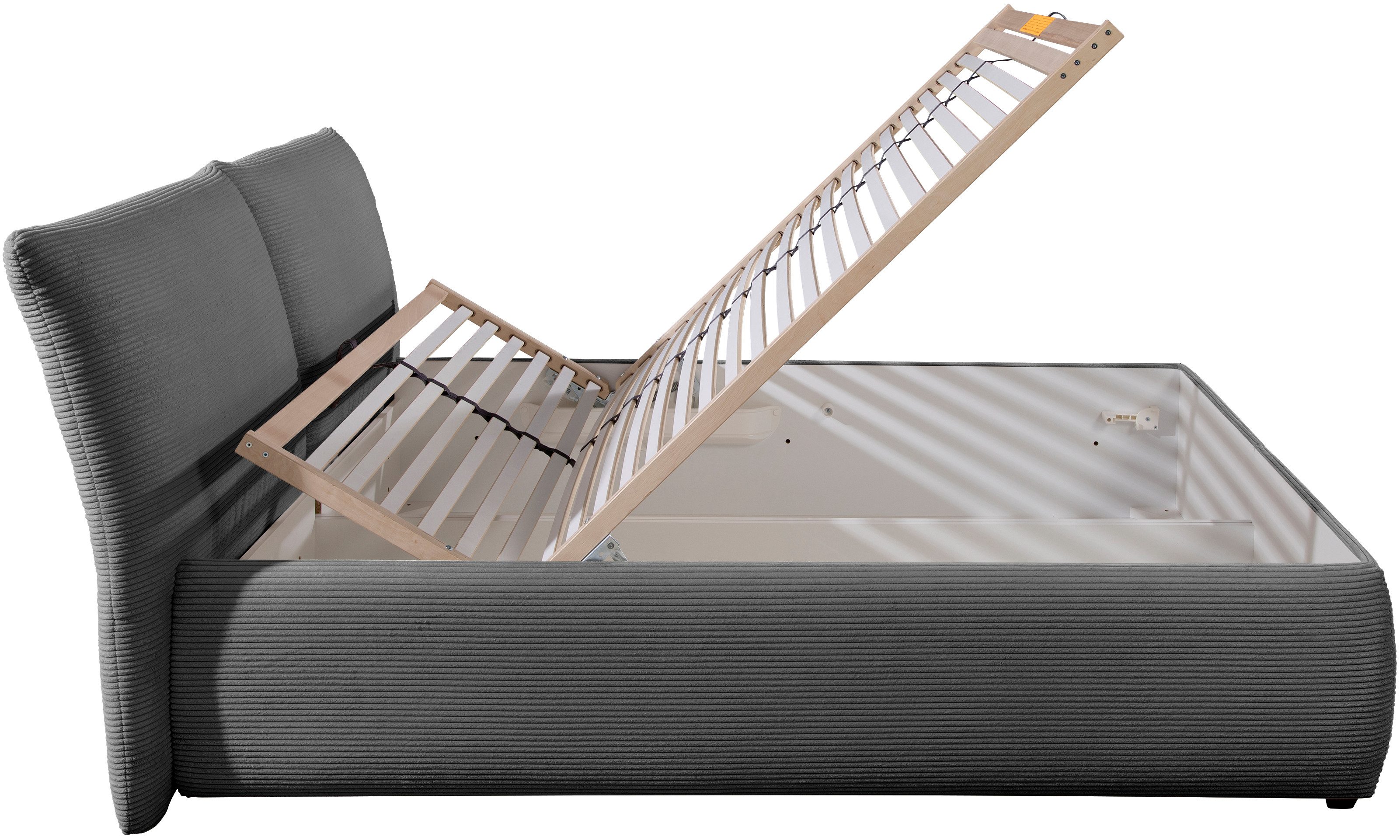 Maintal Gestoffeerd bed Wiesenbach, met cord-stof optioneel in hardheidsgraad h2, h3 of h4