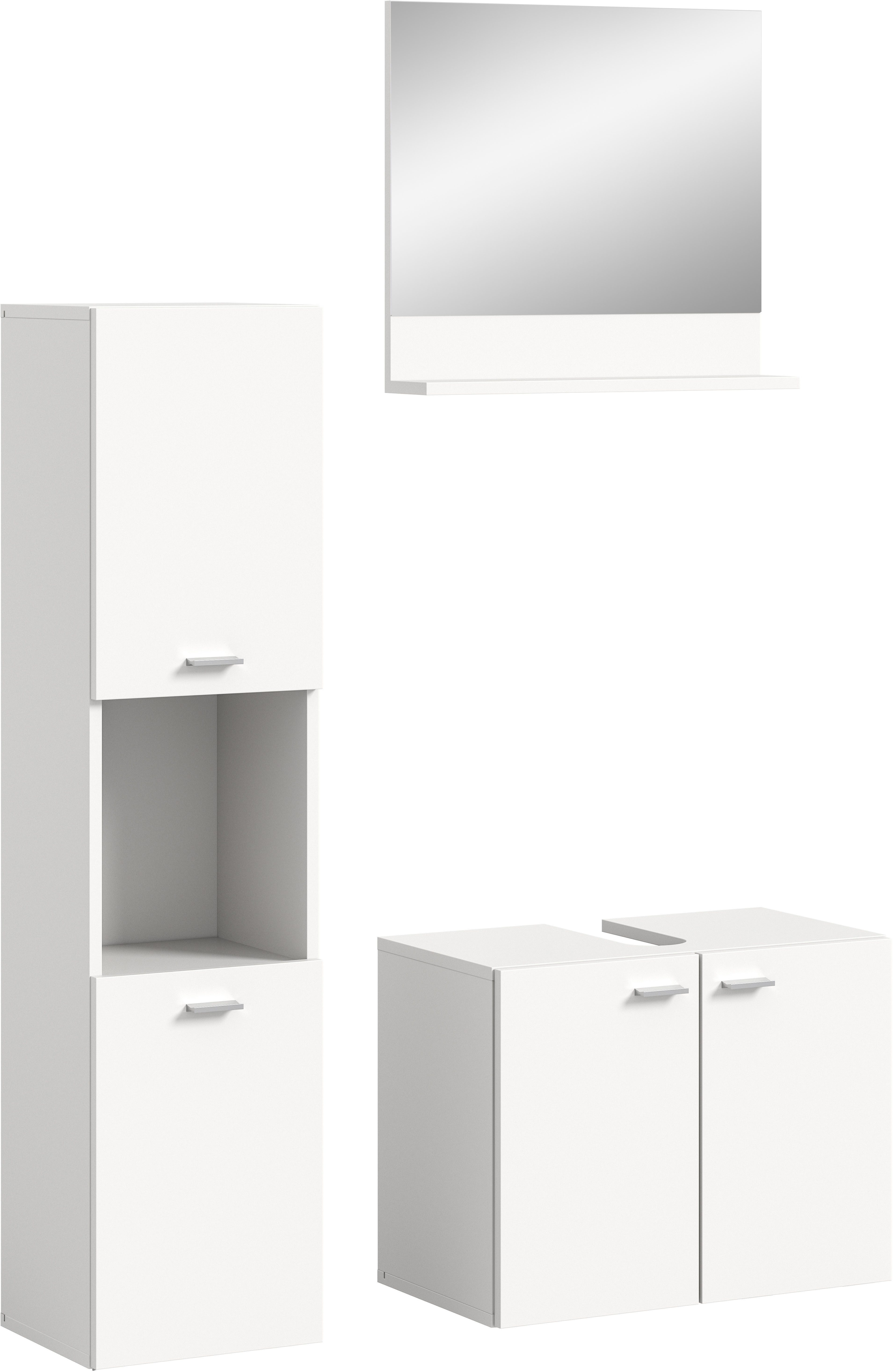 welltime Badmeubelset Tampa, breedte 102cm, 3-delig Wastafelonderkast, spiegel, hoge kast (3 stuks)