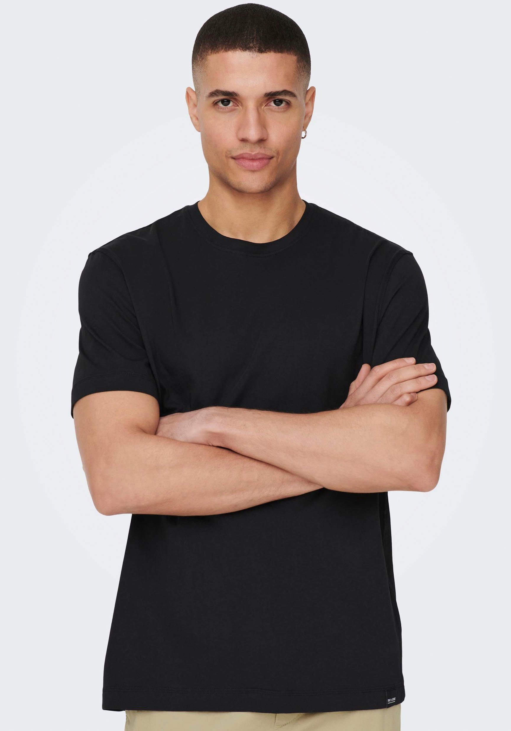 ONLY & SONS Shirt met ronde hals ONSMAX LIFE REG SS STITCH TEE