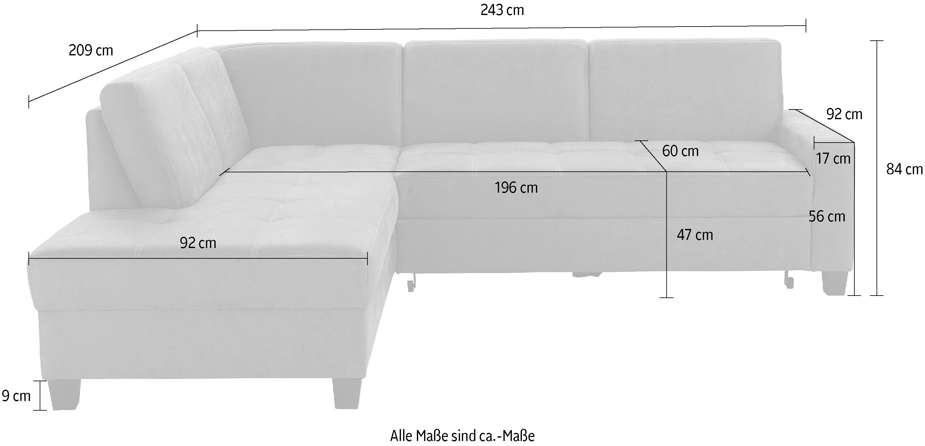 DOMO collection Hoekbank Florentina tijdloos en elegant, zitnaden als designelement, L-vorm