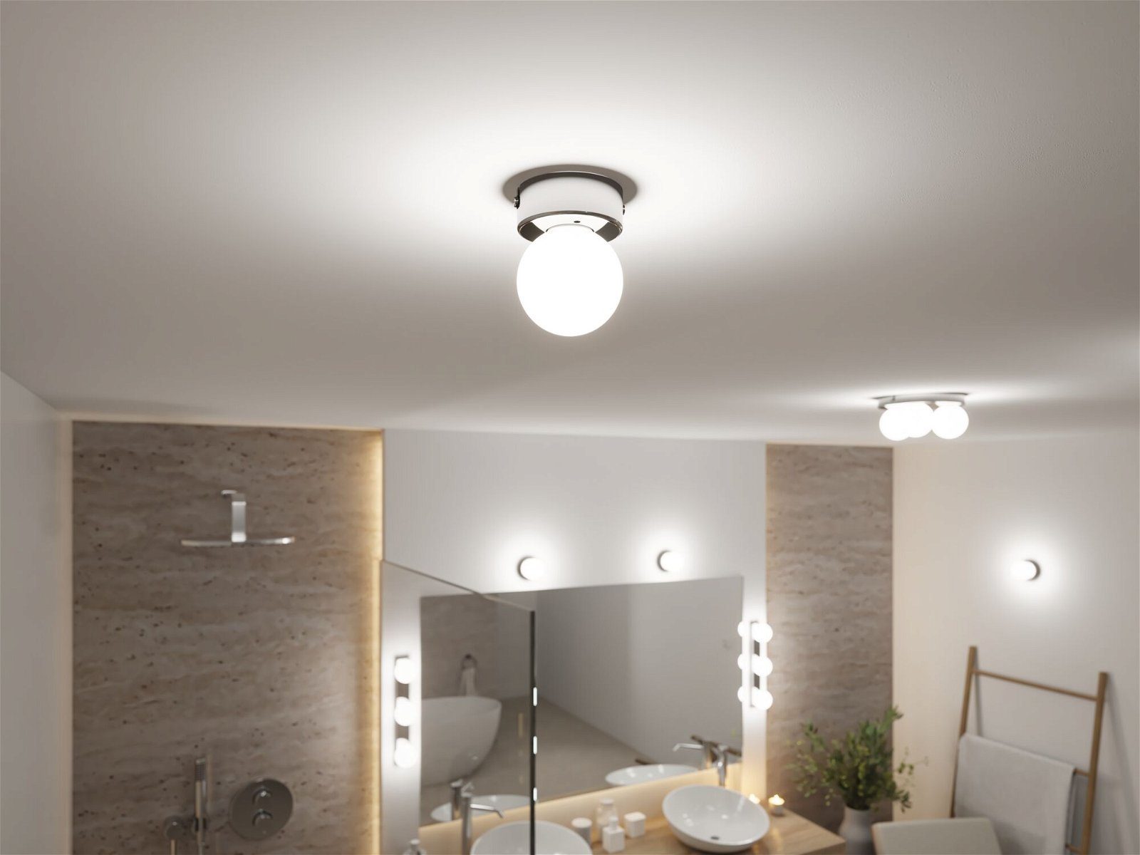 Paulmann Plafondlamp Selection Bathroom Gove IP44 max. 1x20W Satin, Glas/Metaal (1 stuk)