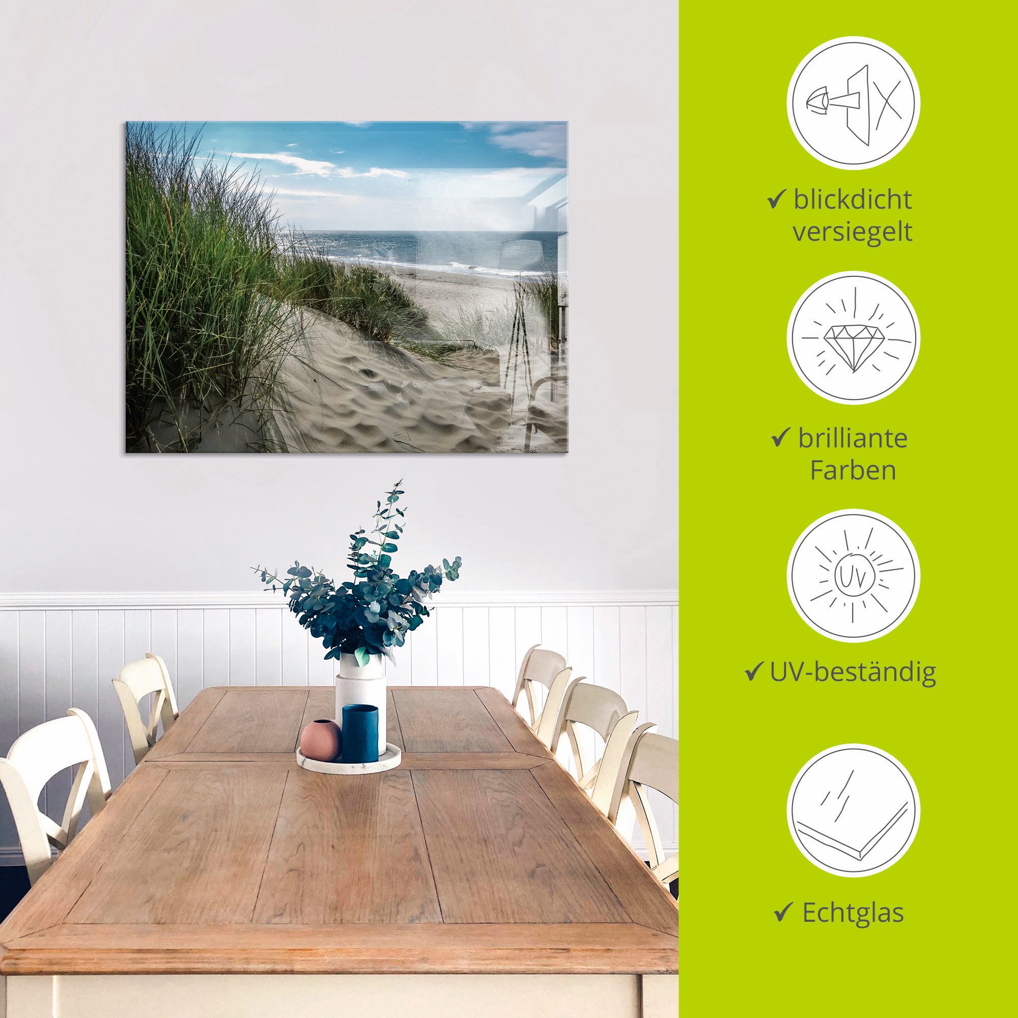 Artland Print op glas Duinlandschap in de zomer aan de Noordzee
