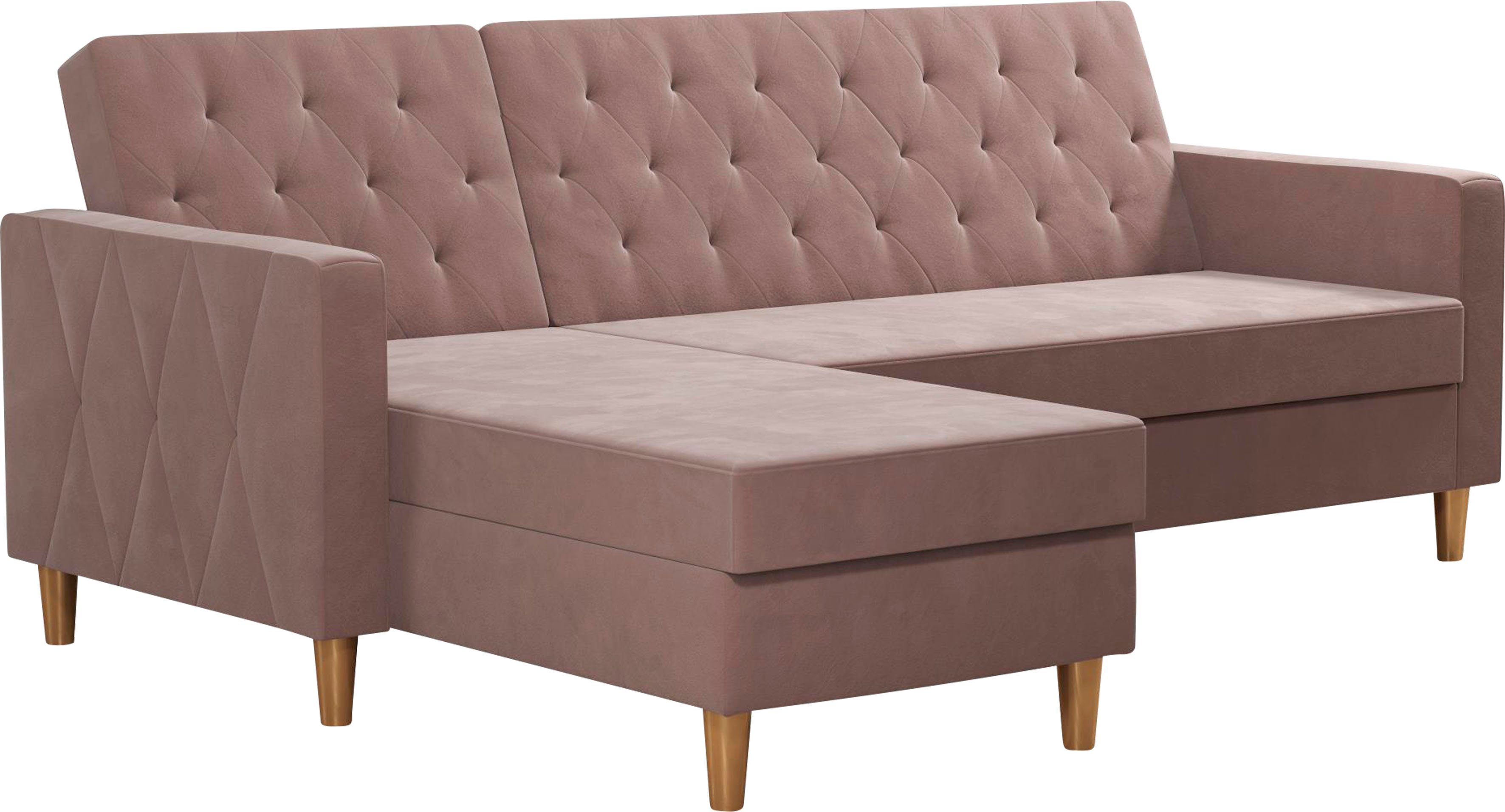 CosmoLiving by Cosmopolitan Hoekbank Liberty, L-vorm met slaapfunctie, récamier aan beide kanten te monteren, zithoogte 43 cm