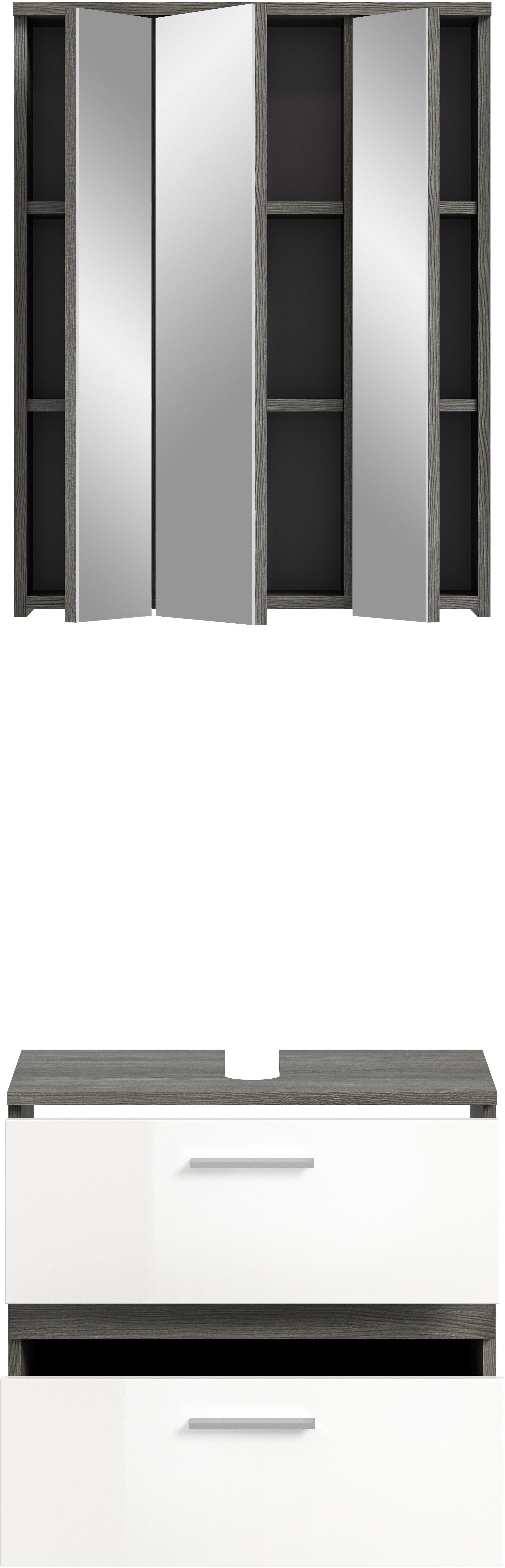 welltime Badmeubelset Lucca, bestaande uit: 1x wastafelonderkast & 1x spiegelkast (set, 2 stuks)