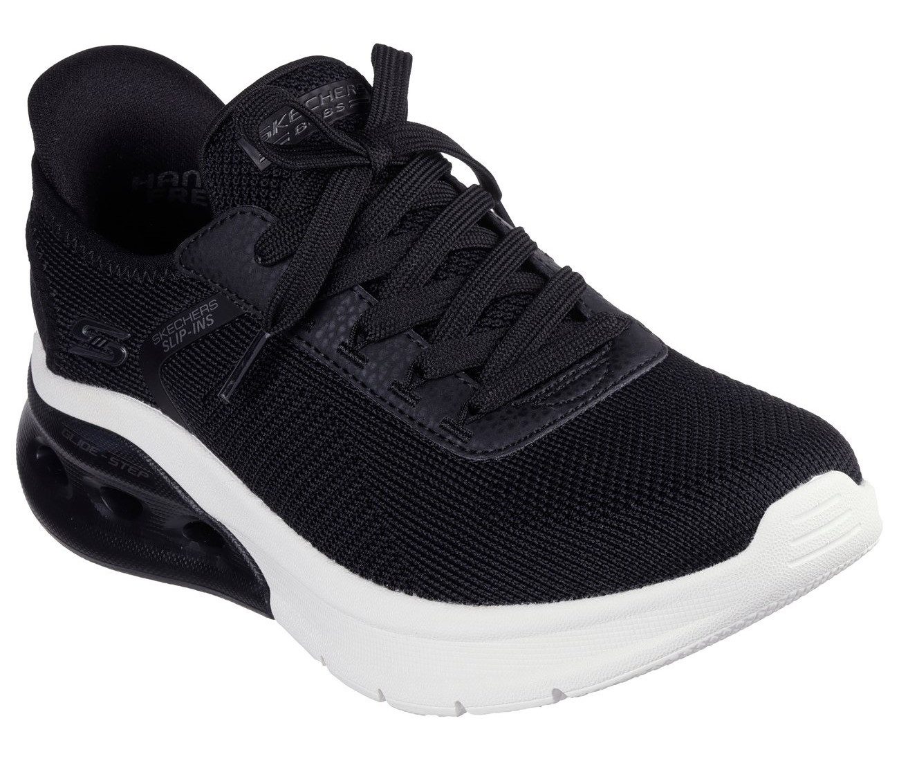 Skechers Slip-on sneakers BOBS ARC WAVES 2.0 , trainingsschoen, slippers, veterschoenen in vegan verwerking dames lage sneakers maat 38 zwart