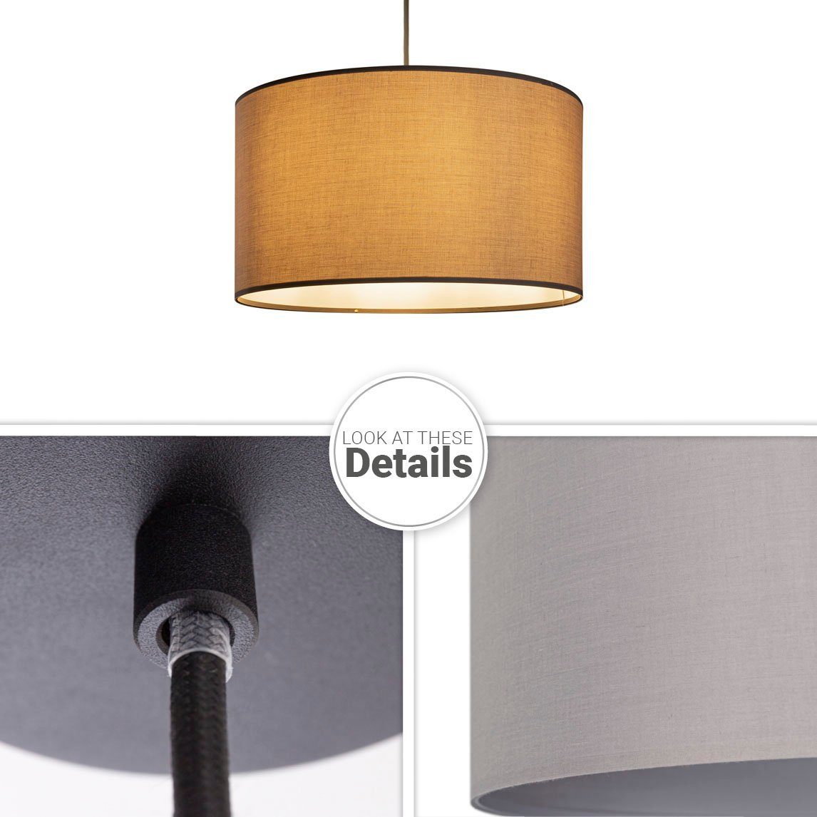 Paco Home Hanglamp Hugo uni Color Plafondlamp LED woonkamer en slaapkamer, effen kleuren, decoratie E27